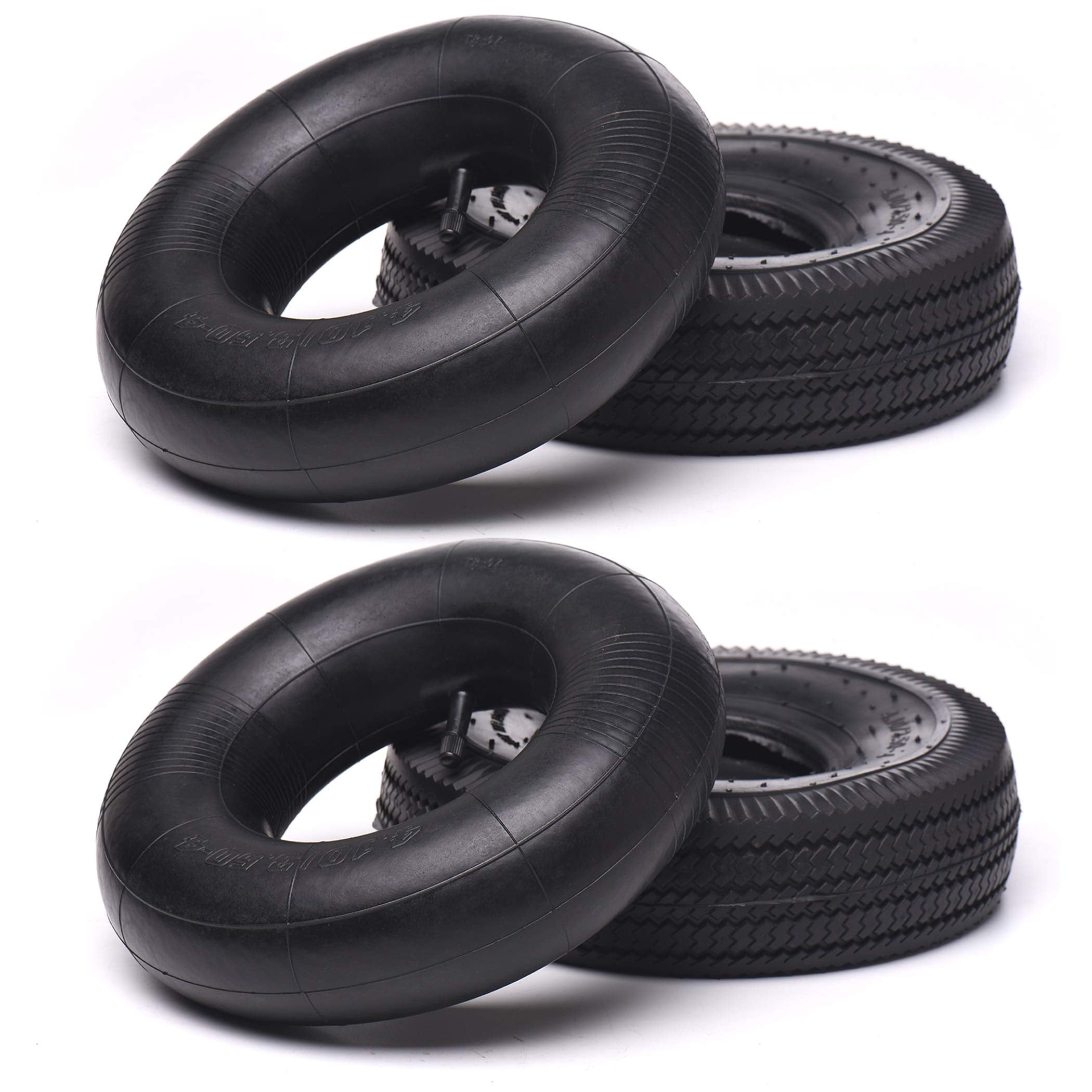 (2 Pack) Ar-Pro 10'' Heavy-Duty Replacement All-Purpose Utility Tire And Tube - 4.10/3.50-4'' Pneumatic Tires With 10'' Inner Tu