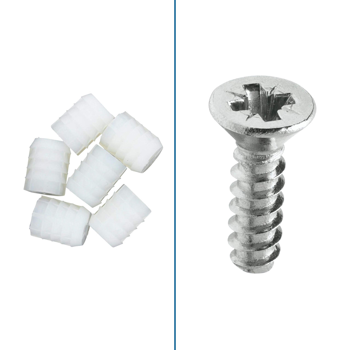 Rok Hardware 8mm Plastic Hinge Dowel Inserts with Screws, 100 Pack