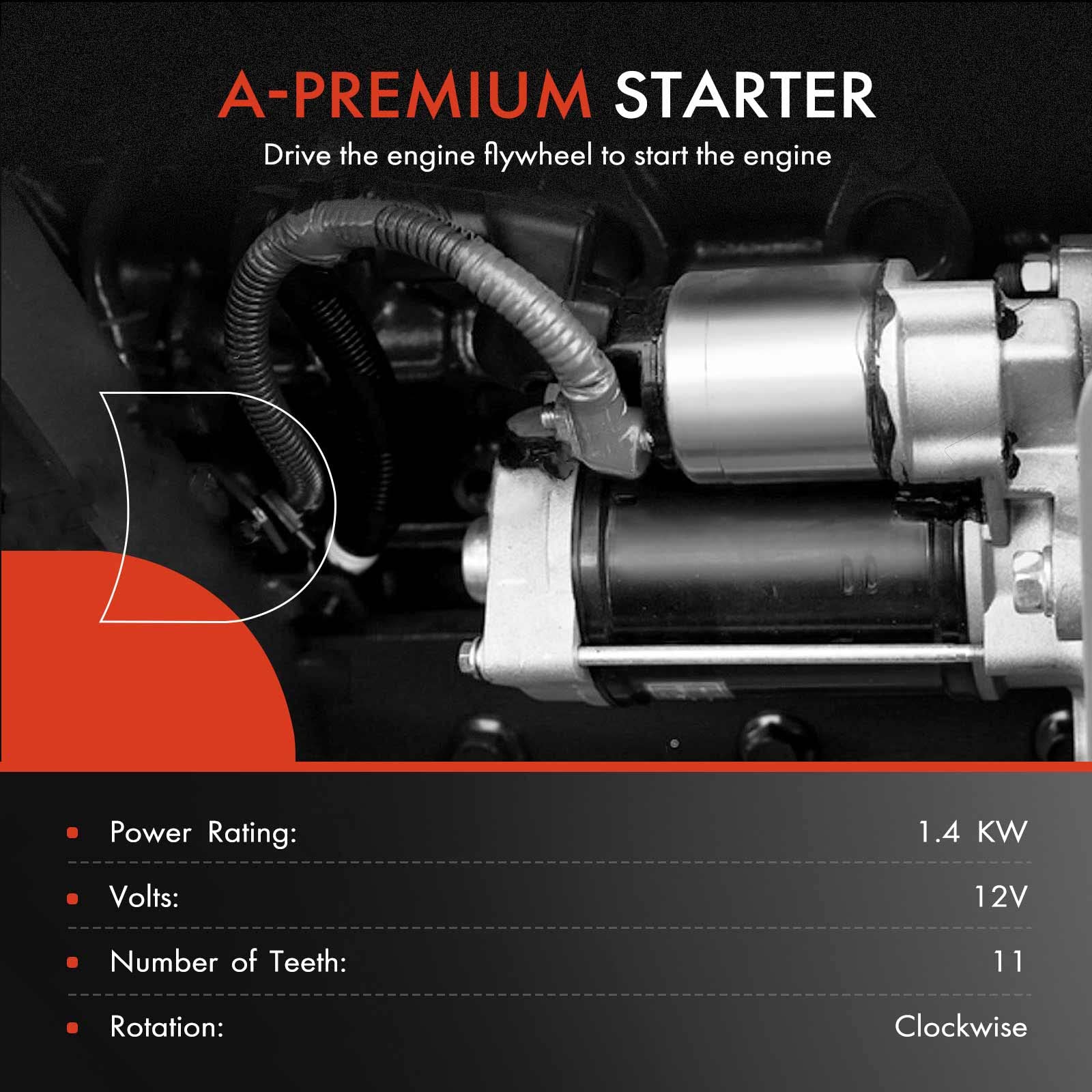 A-Premium Starter Motor Compatible With Chevy Silverado 1500 1999-2004, S10, Blazer, Express, Astro & Gmc Sierra 1500 1999-2004, Jimmy, Safari, Sonoma, Savana & Isuzu & Olds, V6 4.3L, 1.4Kw 11T Cw