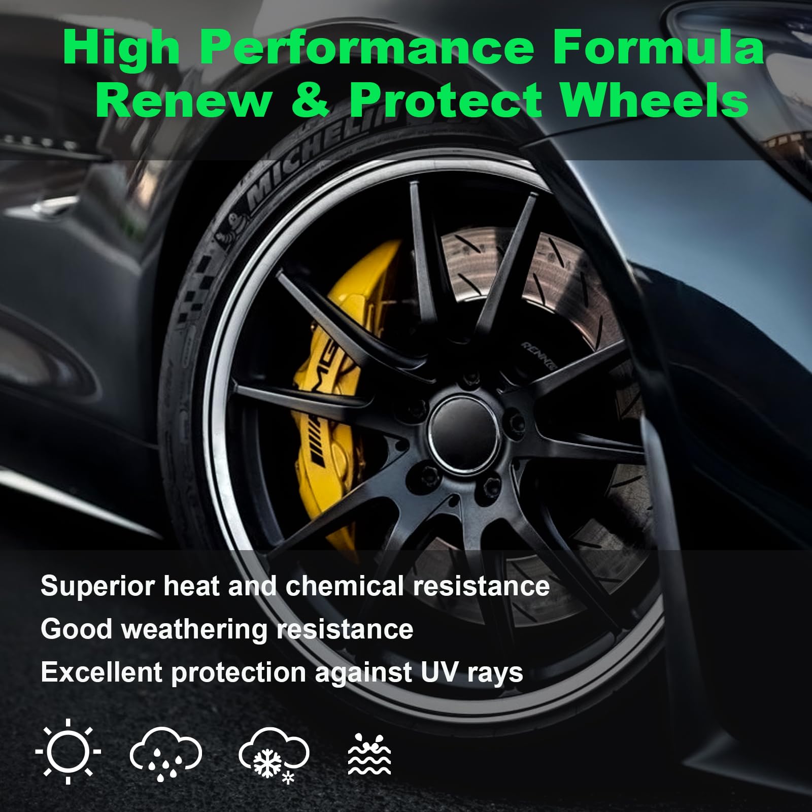 Nadamoo Aluminum Wheel Spray Paint, Car Rim Aerosol Paint For Recolor And Protection Of Metal Surface, Semi-Gloss Black, 1 Can,