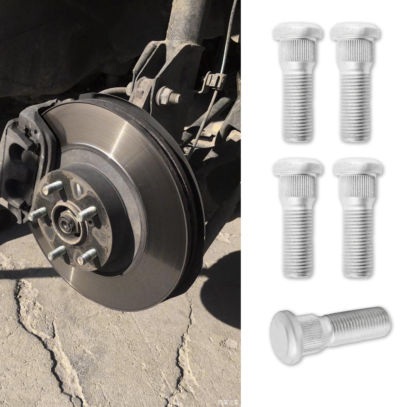 PACLVIO 5PCS Wheel Studs, Steel Tire Studs, 49mm Long & M12x1.5 Steel Lug Bolts, Wheel Lug Stud Car Accessories Compatible with 