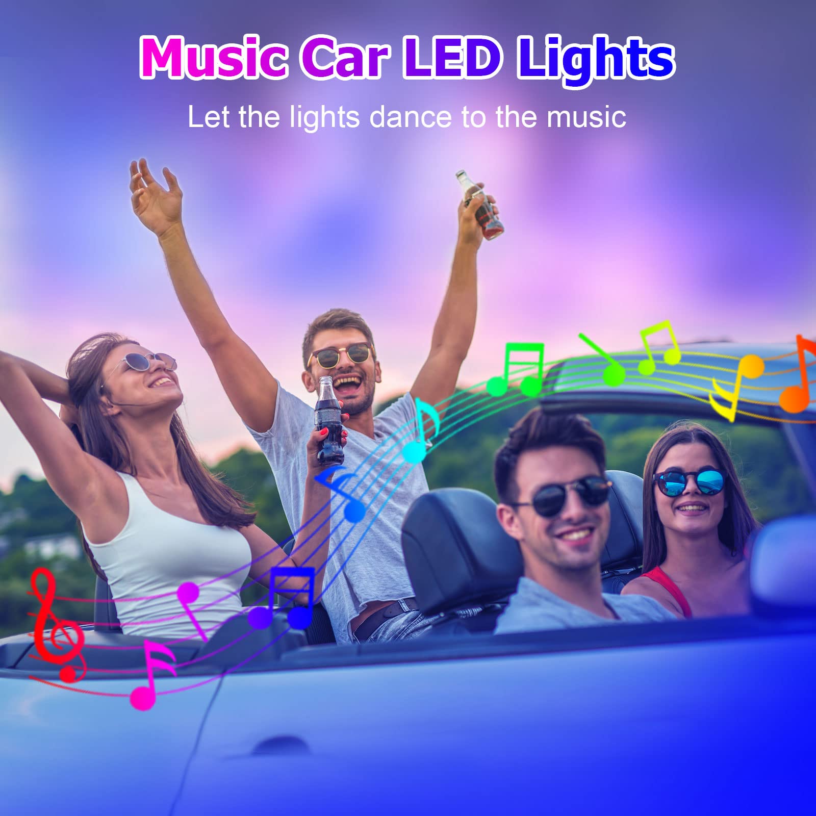10 In 1 Car Interior Light Kit, Ambient Lighting Kits With 315 Inches Fiber Optic, App Control, Car Accessories Multicolor Rgb N