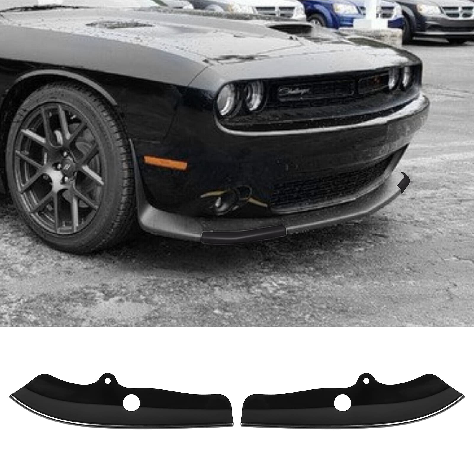 Voodonala Front Bumper Lip Splitter Protector Cover Replacement Part For 2015-2023 Dodge Challenger Scat Pack Gt Srt Plus,Not Fo