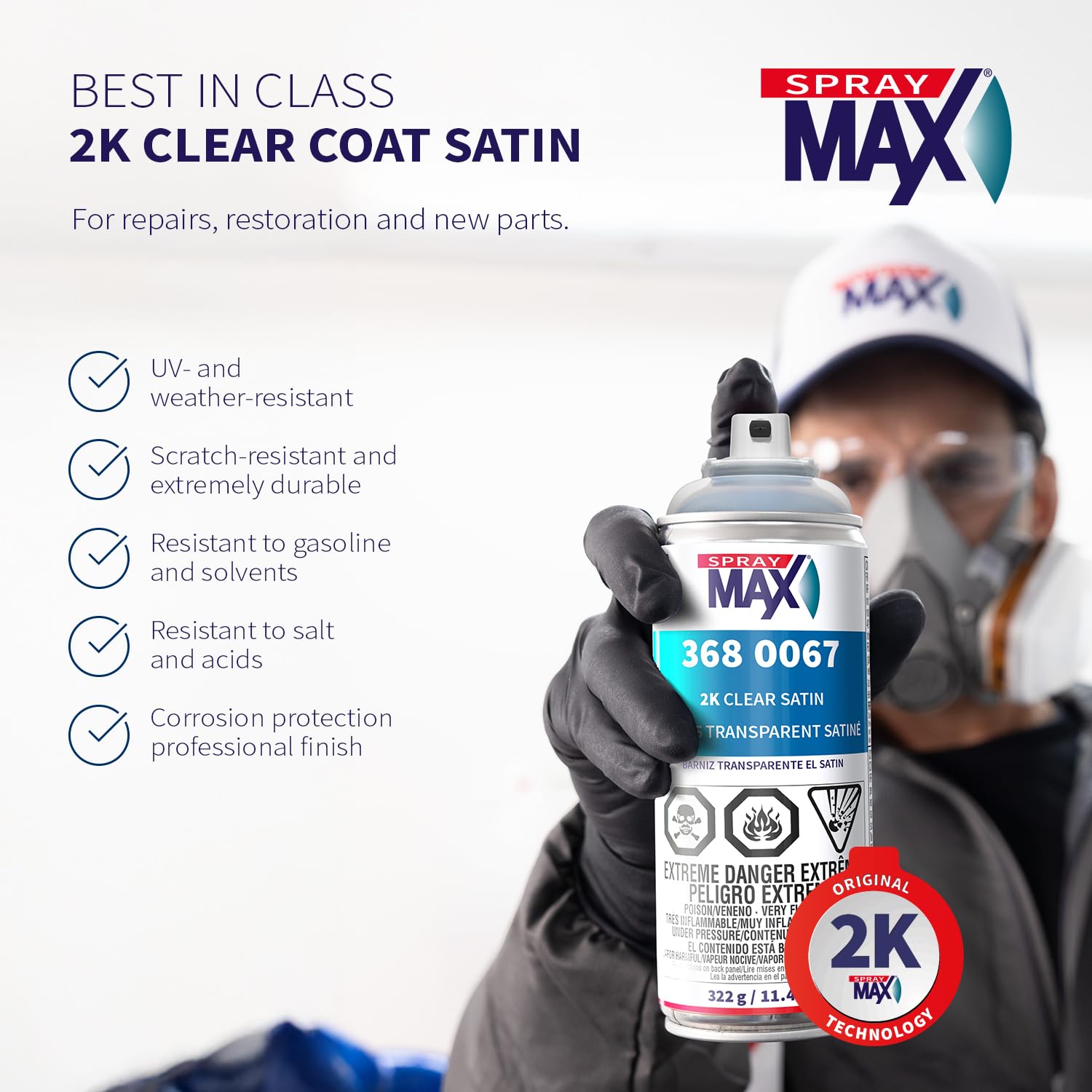 Spray Max 2K 368-0067 Clear Satin Finish, 11.4 Oz
