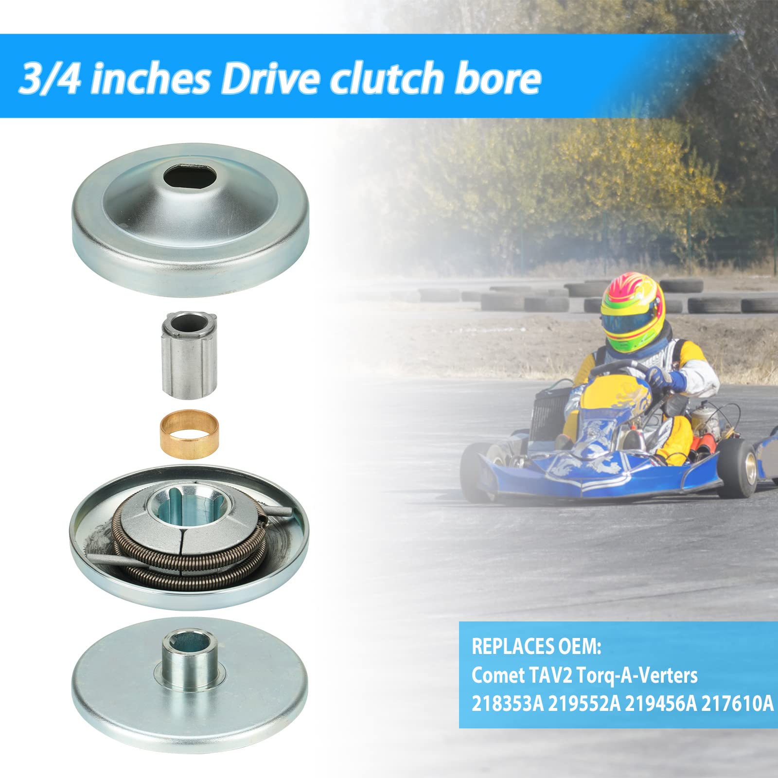 Youxmoto 30 Series Torque Converter for Predator 212CC, 3/4 Driver 10T & 12T Chain Drive Pulley for Mini Bikes & Clutches