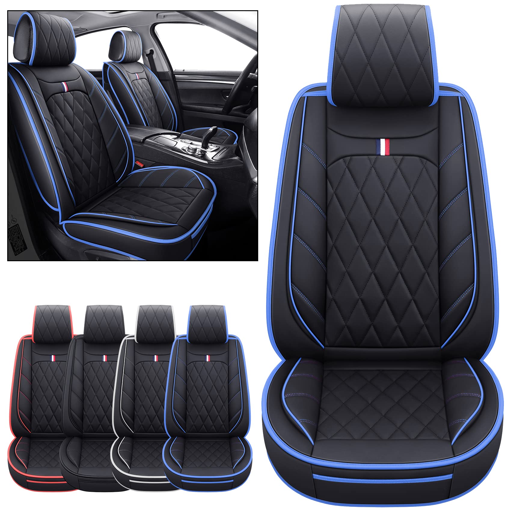 Aierxuan Front Seat Covers For Cars, Waterproof Leather For Nissan Chevy Malibu Kia Soul Sorento Hyundai Elantra Tucson Accent S