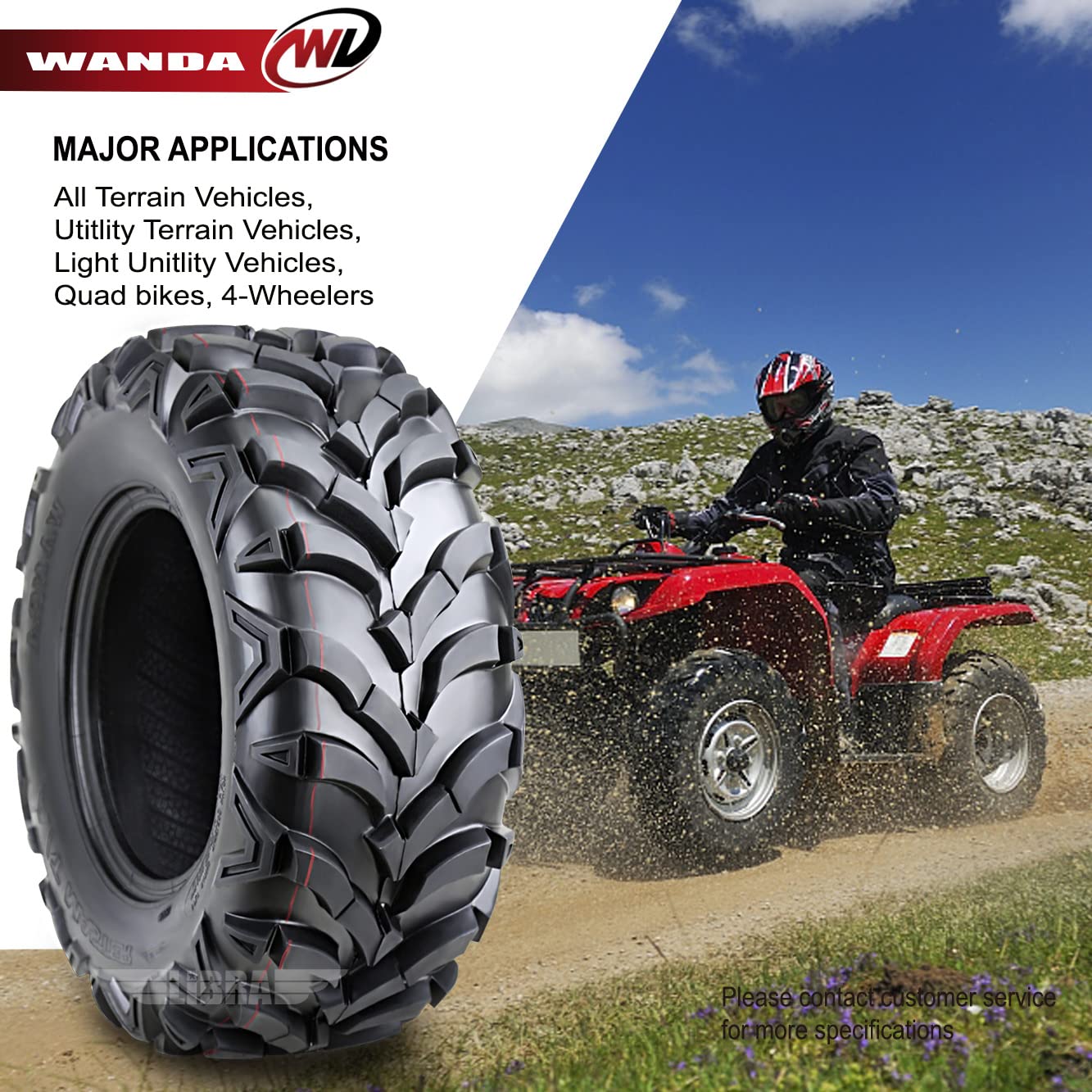 Wanda Set Of 4 New Atv/Utv Tires 24X8-12 Front & 24X9-11 Rear /6Pr P341-10151/10153