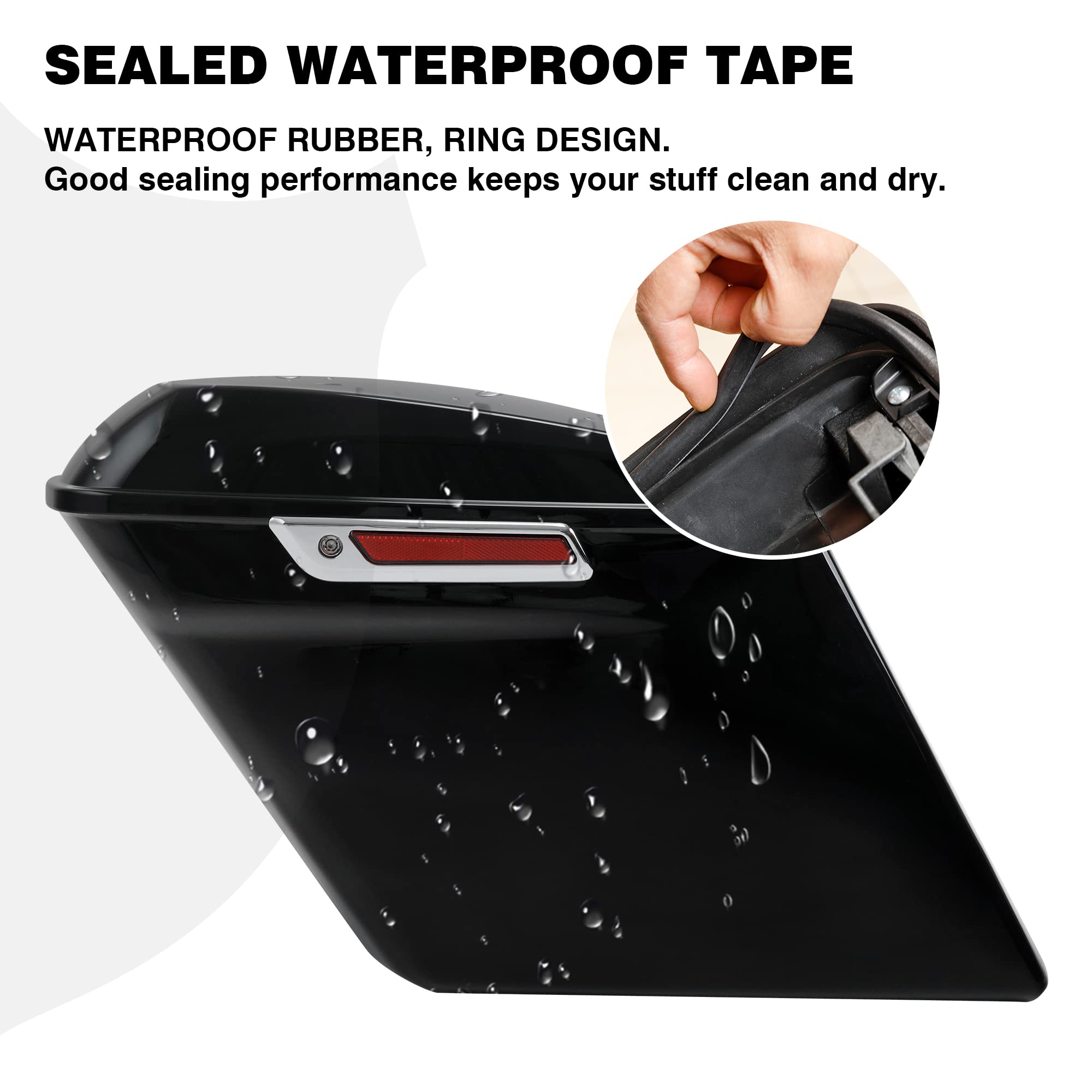 Slmoto Vivid Black Hard Saddle Bags Sadddlebag Fit For Harley Touring Road Street Electra Glide 2014-2023 Road King, Road Glide, Street Glide, Electra Glide, Ultra-Class Flt, Flht, Flhtcu, Flhrc