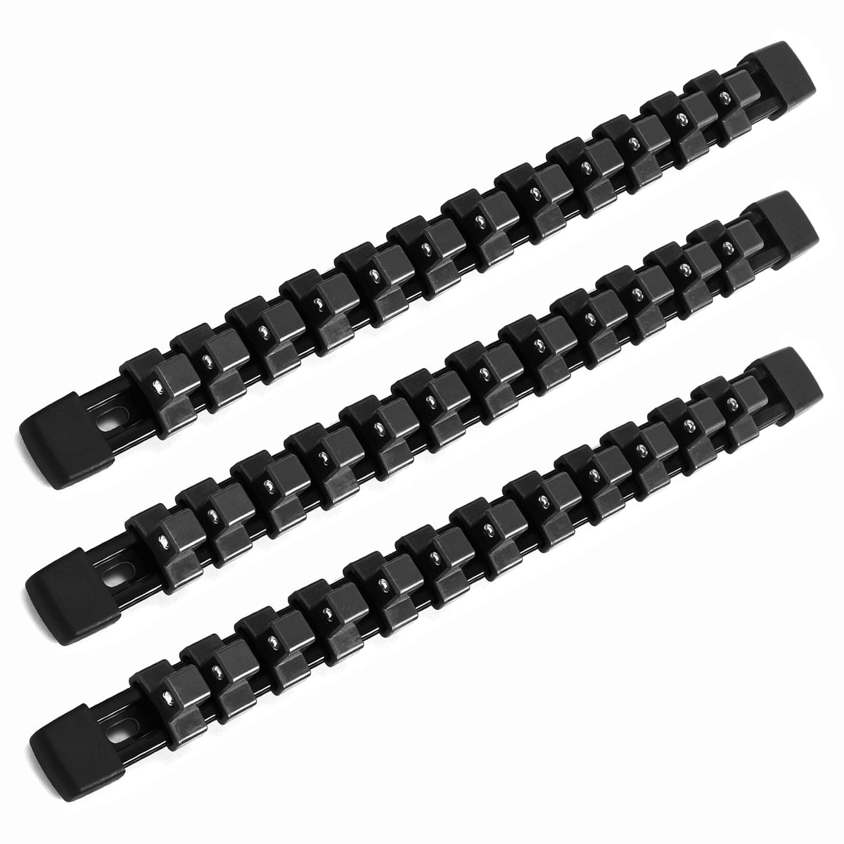 Reniteco Socket Black Organizer Drive Abs Tools - Socket Holder, Premium Quality 3 Pieces Socket Holders Kit 1/2-Inch X 36 Clips