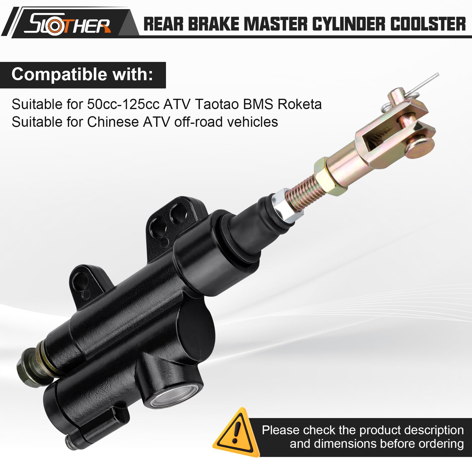 Rear Brake Master Cylinder Coolster 10Mm, Replacement For 50Cc 70Cc 90Cc 110Cc 125Cc Dirt Bike Chinese Atv Quad Taotao Bms Roketa Xpro Apollo Ssr Pitster Piranha Sunl Nst Kazuma