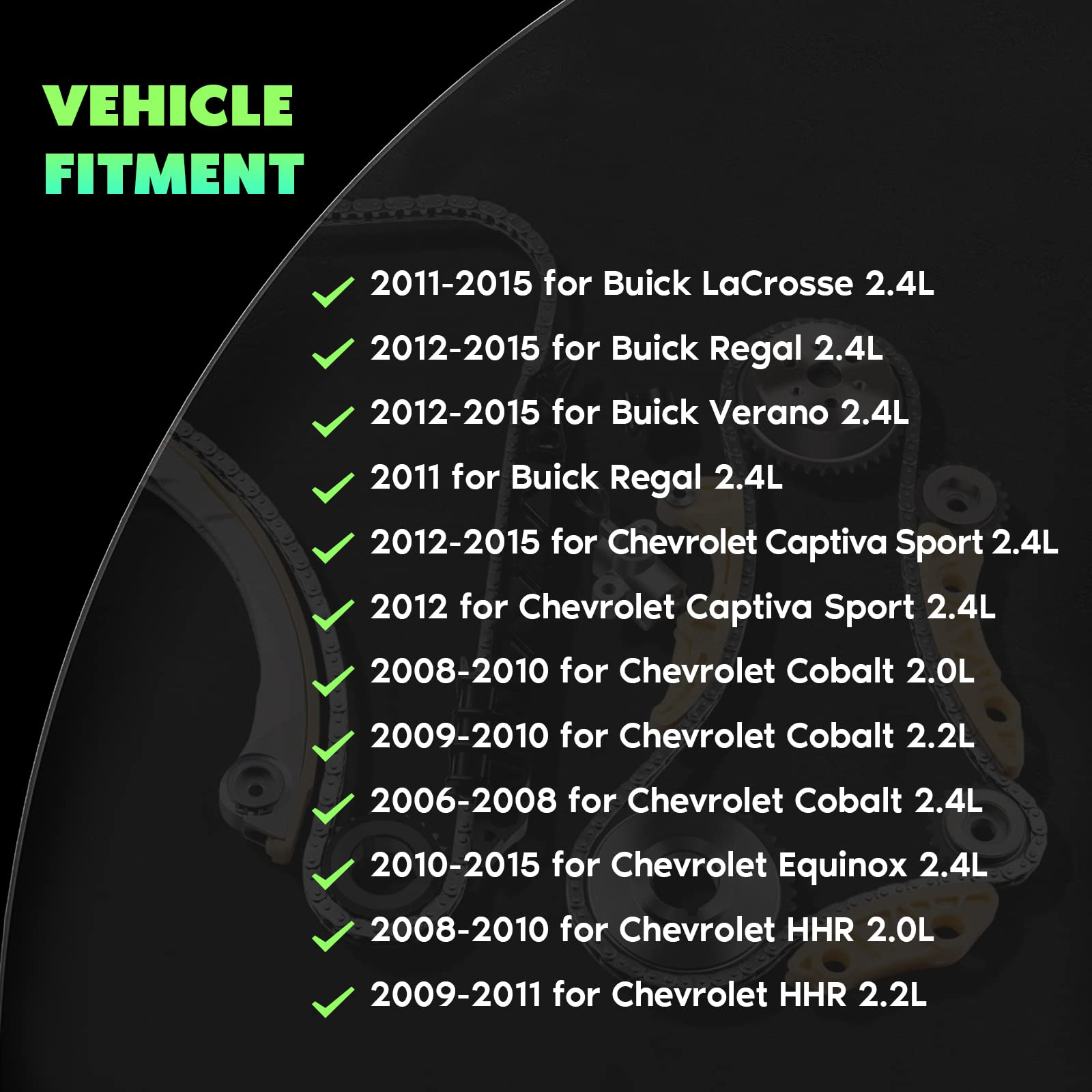 SCITOO 94201S Timing Chain Kit Tensioner Guide Rail Crank Sprocket Shaft Sprocket fits for Chevrolet Malibu 8-13 Equinox 10-15 f