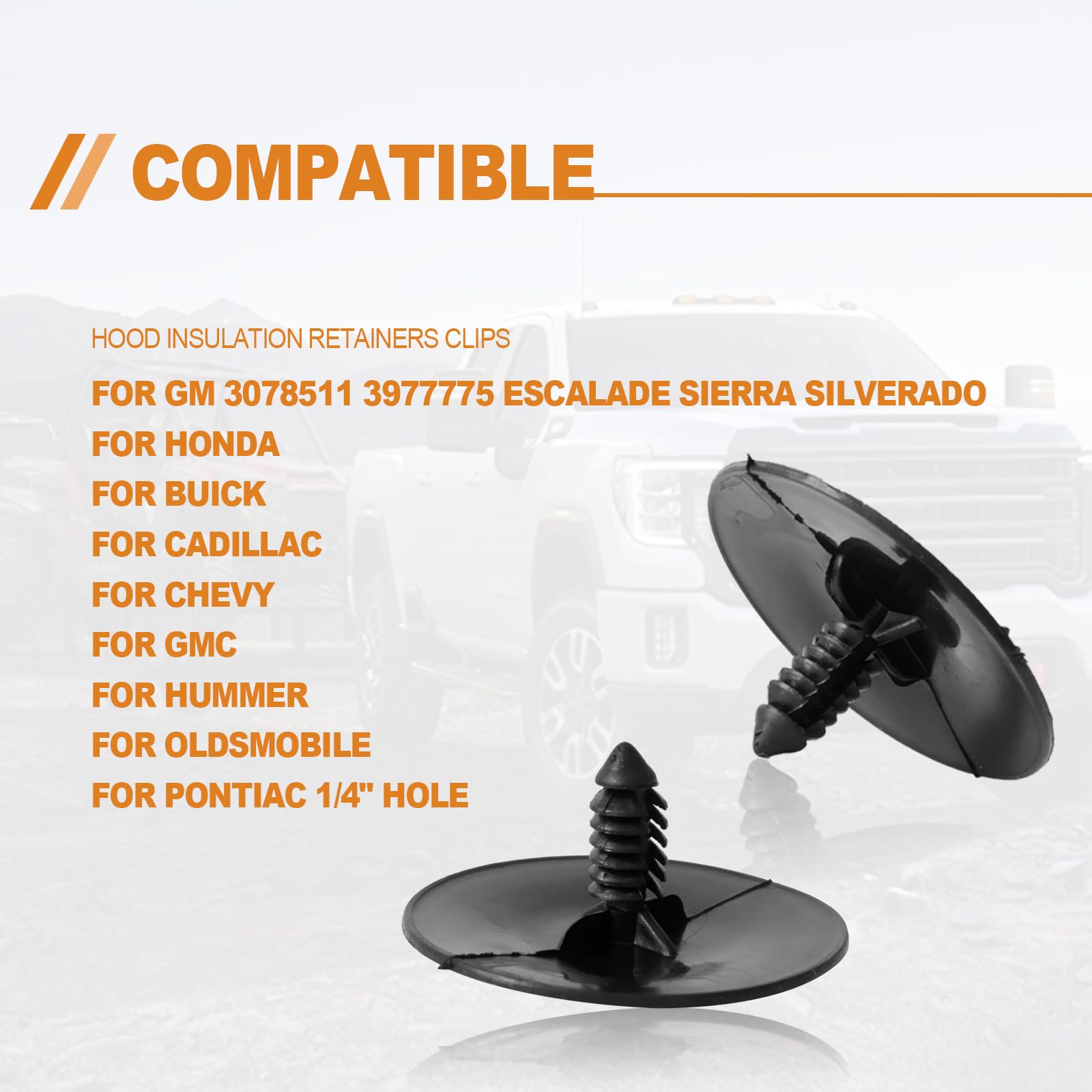 30Pcs Hood Panel Insulation Seal Retainer Clip Compatible With Buick Cadillac Chevy Gmc Hummer Honda Escalade Oldsmobile Pontiac Saturn 3078511 3977775