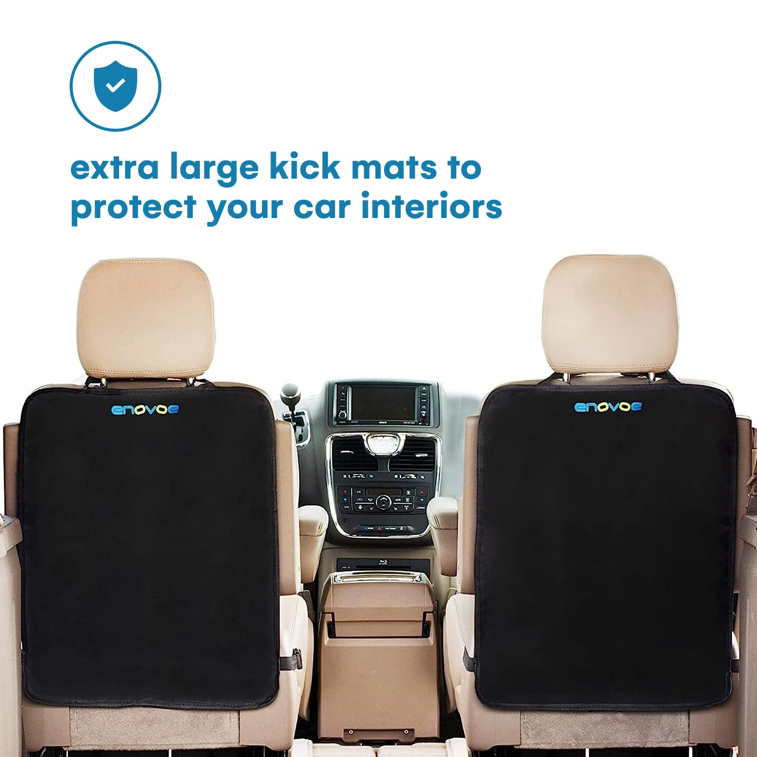 Enovoe Kick Mats car seat protector for child car seat - 2 Pack Multi Pocket Storage Organizer Back Seat Cover offer Protection of Your Upholstery from Mud and Scratches - Back seat protector for kids