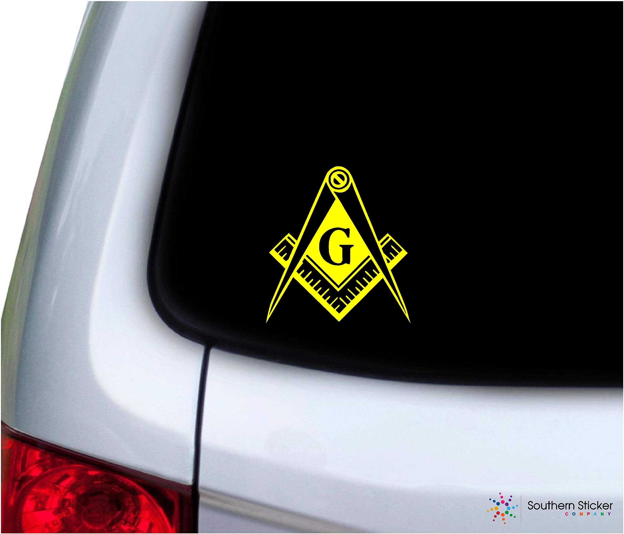 Southern Sticker Company Freemason Masonic Lodge Symbol 3.9X4.2 Inches Size Laptop Car Window Truck - Made And Shipped In Usa (Y