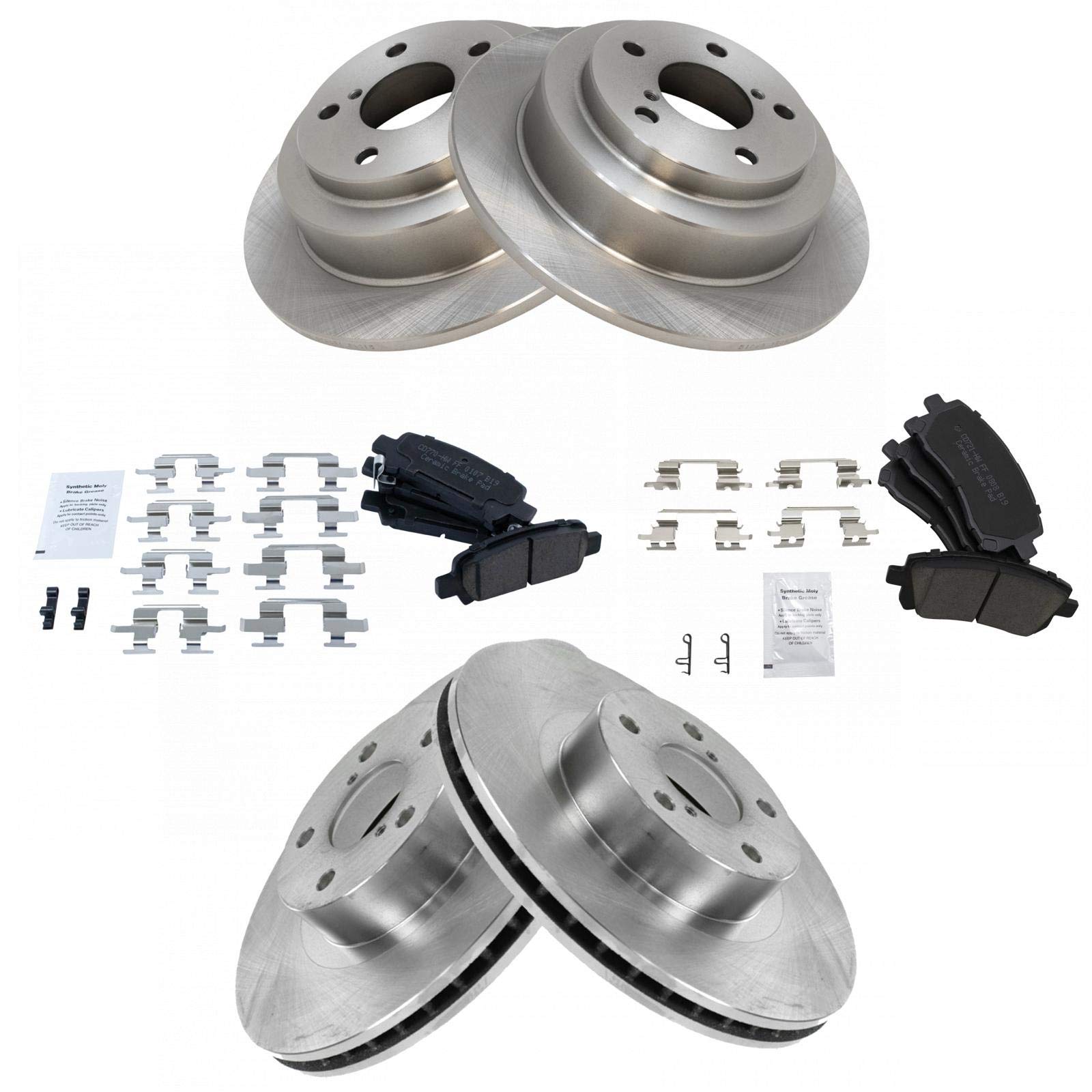 Trq Front And Rear Brake Pad & Rotor Kit Brake Pads Brake Rotor Ceramic Compatible With 1998-2002 Subaru Forester 1999-2001 Impr