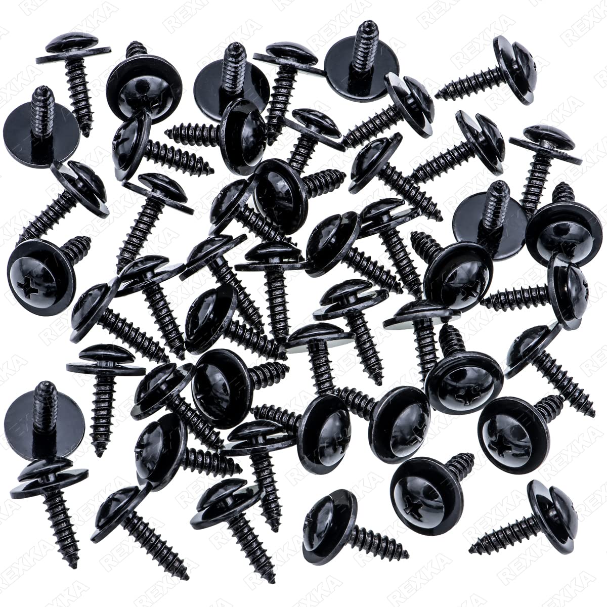 Rexka 50Pcs Fender Liner Splash Shield Wheelhouse Liner Screw Phillips Truss Head Sems Compatible With Honda Acura Bmw 90114-Se0-000 Accord Ilx Rdx Tl Tsx 90114Se0000