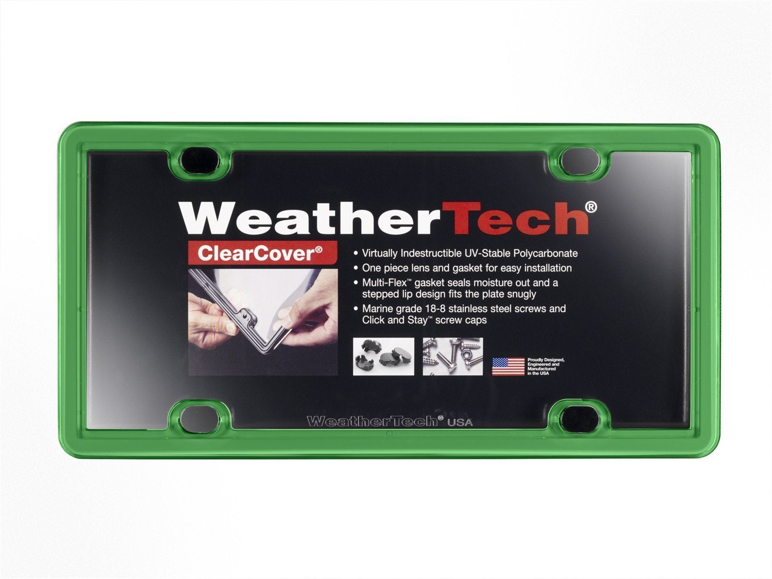 Weathertech Clearcover License Plate Cover And Frame, Kelly Green