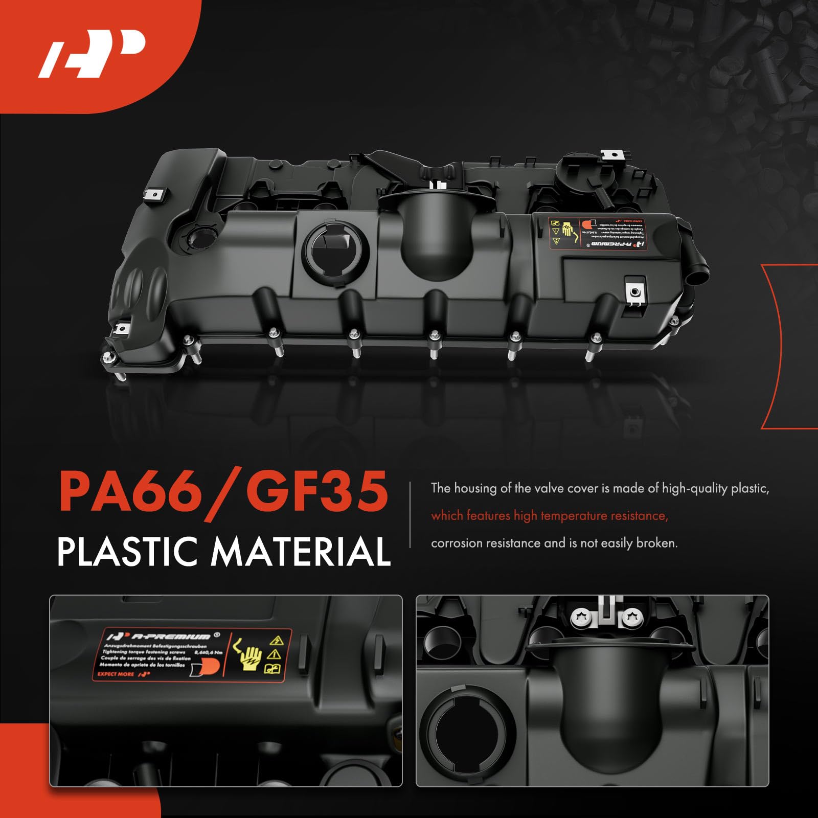 A-Premium Engine Valve Cover - Compatible With Bmw Vehicles - 2.5L, 3.0L - 125I, 128I, 130I, 323I, 328I, 525I, 528I, 530I, X3, X5, Z4 - E60 E70 E82 E83 E84 E89 E90 E92 - Replace# 11127552281