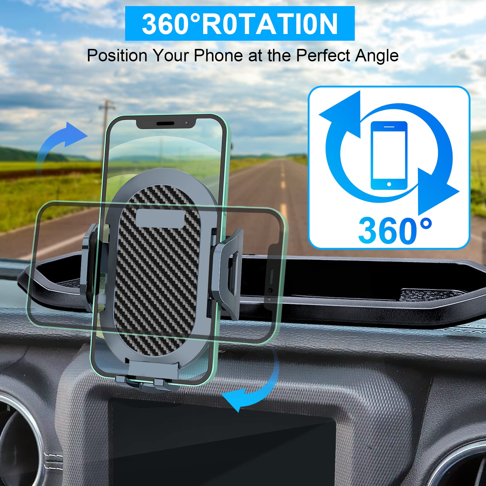 Diamooky Phone Mount For 2018-2023 Jeep Wrangler Jl Jlu And 2020 2021 2022 2023 Gladiator Jt Dash Multi-Mount Phone Holder W/Storage Tray Accessories, Not For Wrangler 4Xe