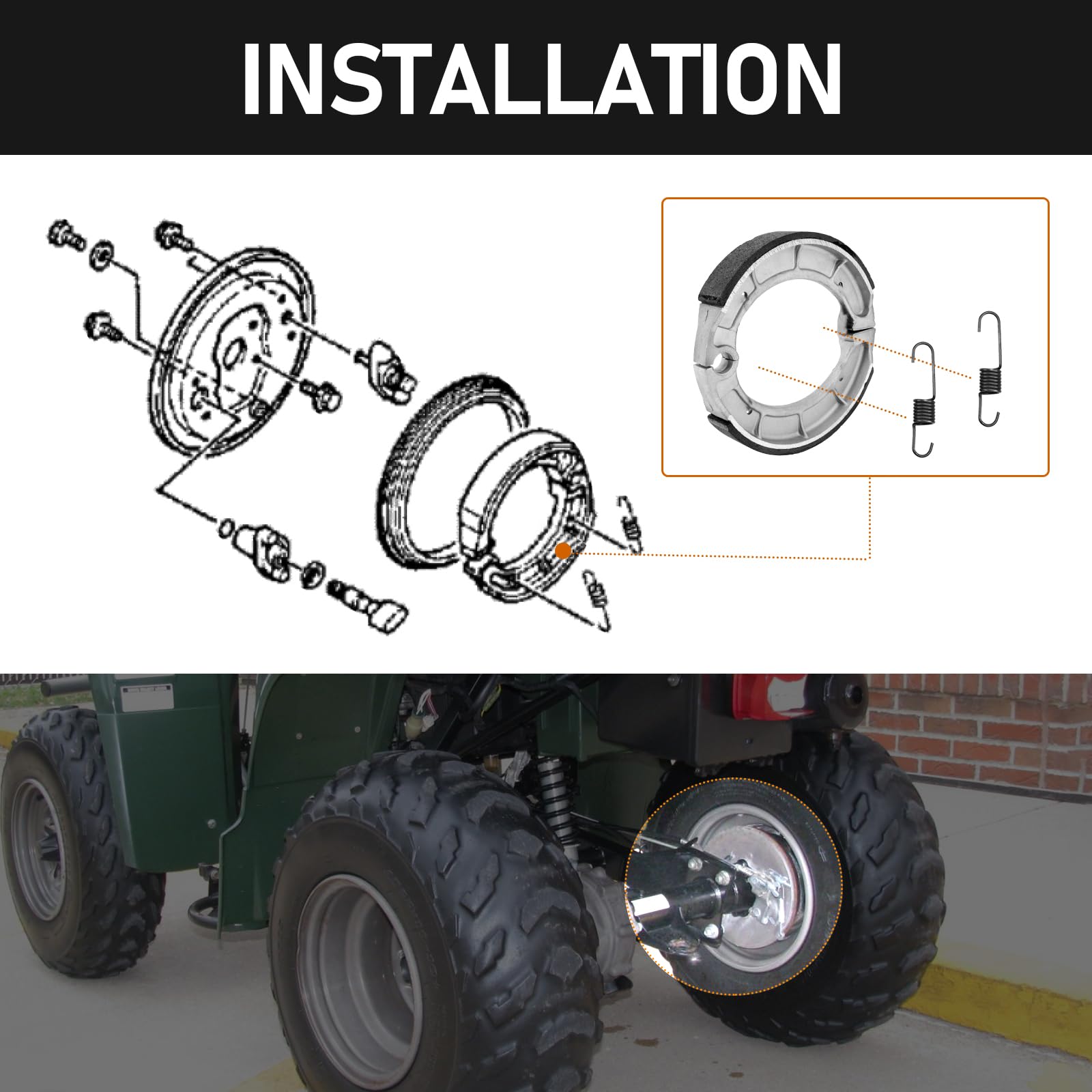 Front/Rear Brake Shoes For Yamaha Bear Tracker 250 Timberwolf 250 Moto-4 250 350 Pro Hauler Terrapro