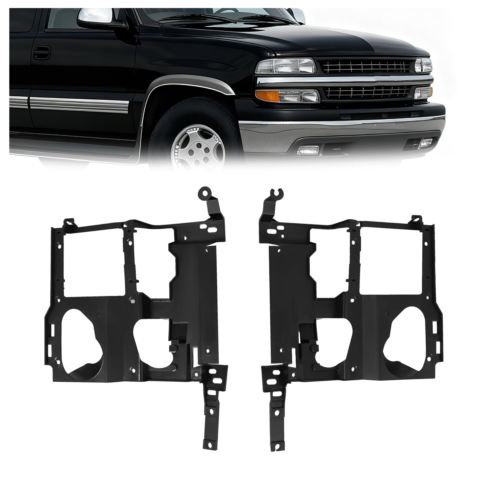 ALMULOO Pair Headlight Bracket Compatible with 1999-2007 GMC Sierra/Chevy Chevrolet/Silverado 1500 1500HD 2500 2500HD 3500 Subur