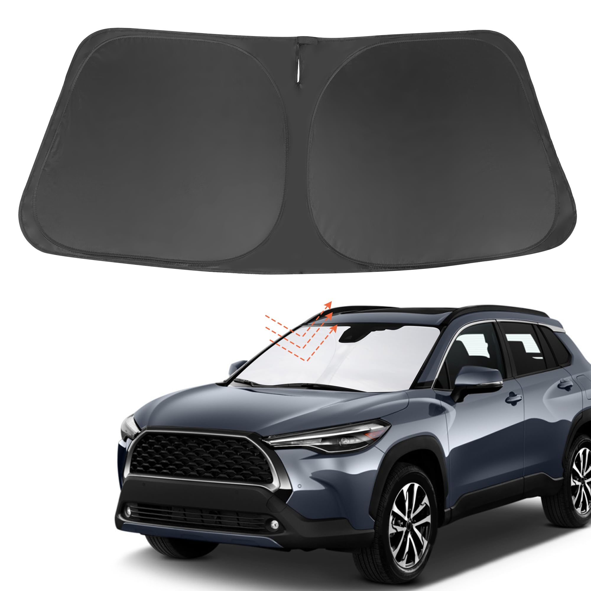 Yycke Windshield Sun Shade Accessories Compatible With 2022 2023 2024 2025 Corolla Cross(Not For Corolla) For Toyota Foldable Su