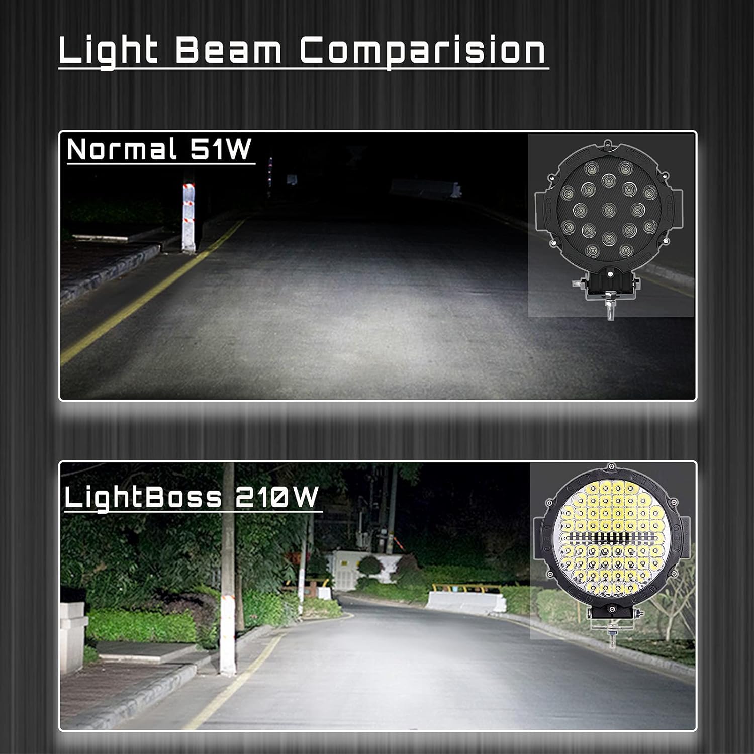7 Inch Round Led Off Road Driving Lights With Wiring Harness Dt Plug, 120W 12000Lm Led Light Pods Trucks Tractor Leds Work Light