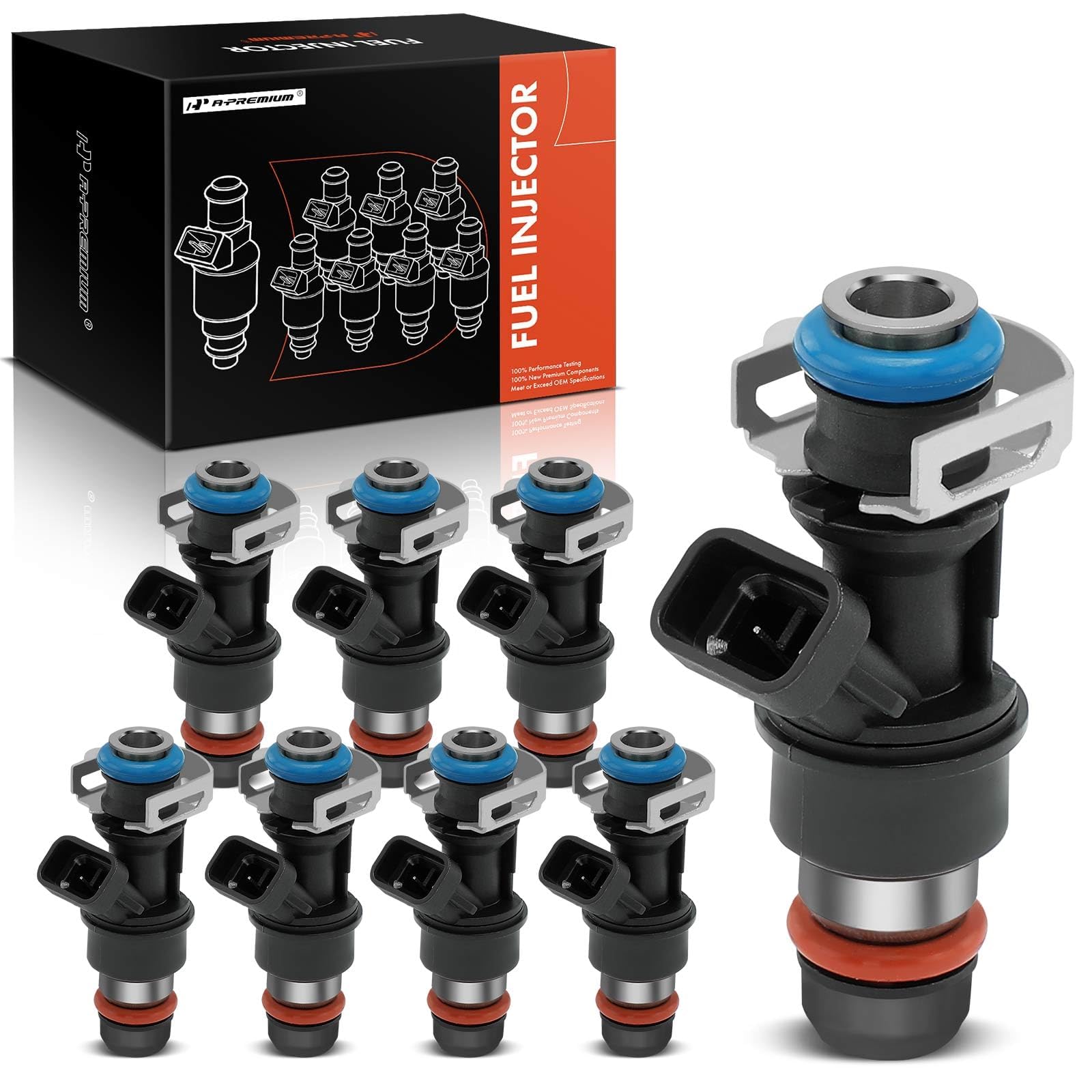 A-Premium 8Pcs Fuel Injectors Compatible With Chevy Silverado 1500 2500 3500, Tahoe, Suburban & Gmc Sierra, Yukon, Savana, Envoy & Cadillac Escalade & Buick Rainier, 4.8L 5.3L 6.0L, Replace# Mp10006