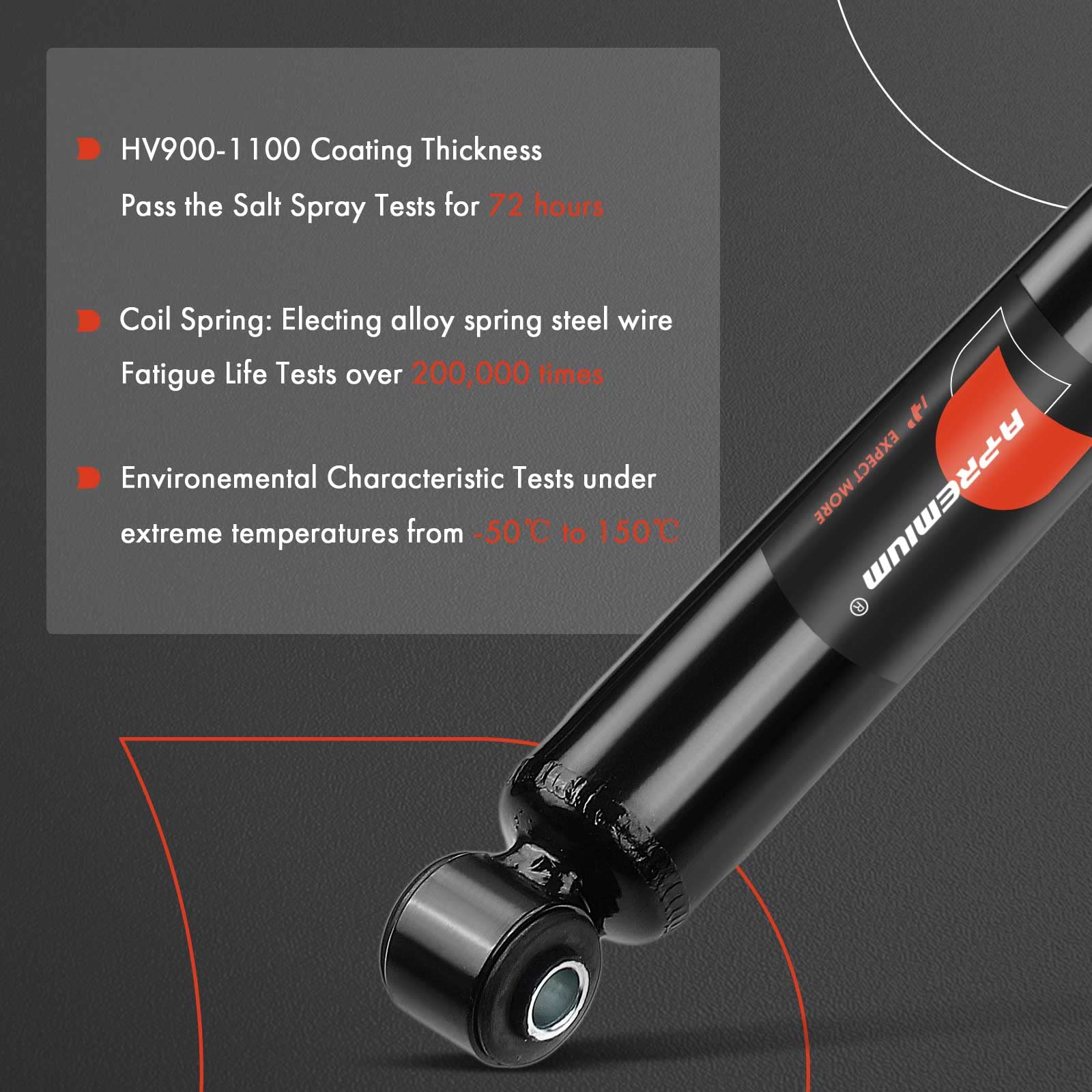 A-Premium Pair 2 Rear Suspension Shock Strut Absorbers Compatible With Ford Focus 2012 2013 2014 2015 2016 2017 2018