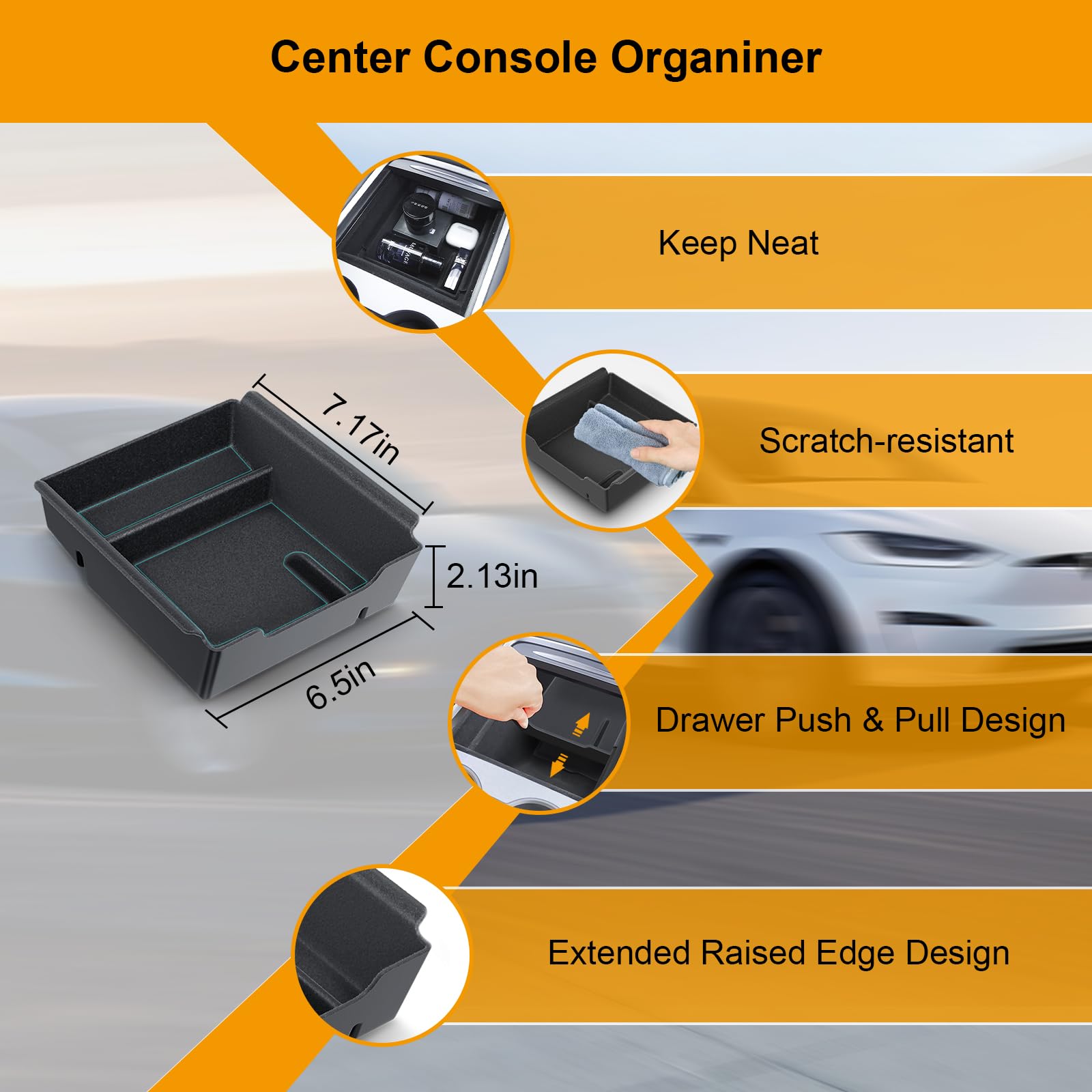 5Pcs Center Console Organizer Tray For Tesla Model Y 2024-2020(Not Fit 2024 2025 Model Y Juniper), Interior Accessories With Arm