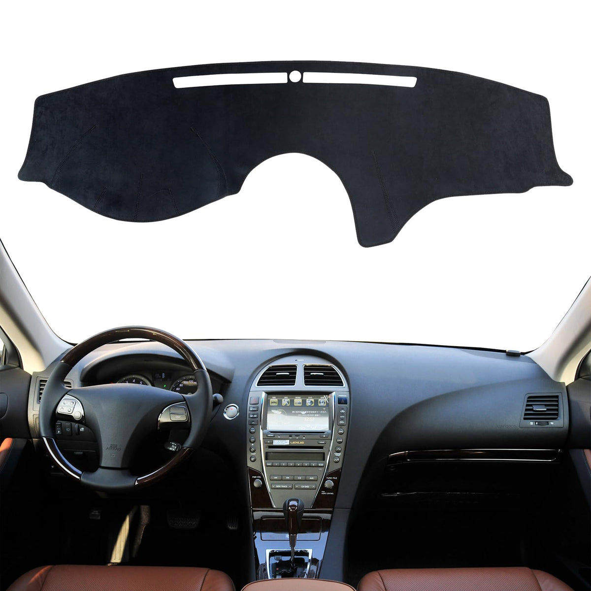 Hugeek Dashboard Cover Mat for Lexus 2007-2012 ES ES240 ES350 Accessories Black Flannel Material Anti-Slip Dash Cover Mat Sunsha