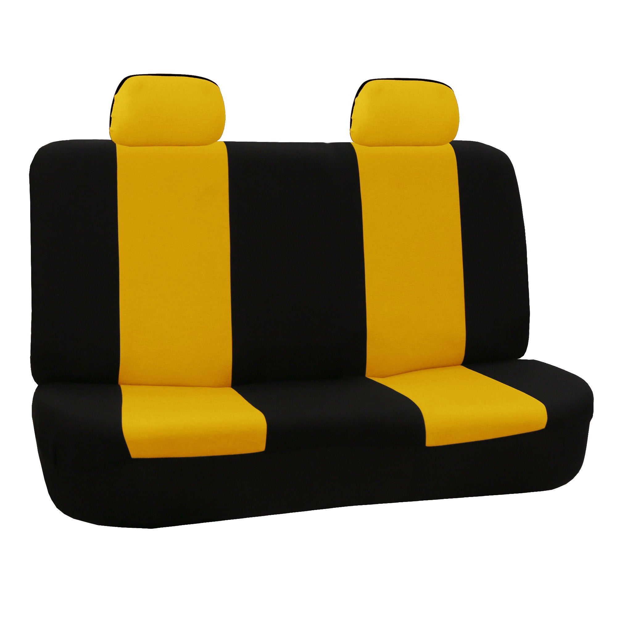 Fh Group Universal Solid Bench Car Seat Cover Fits Detachable Headrests- Universal Fit For Cars Trucks & Suvs (Yellow/Black)