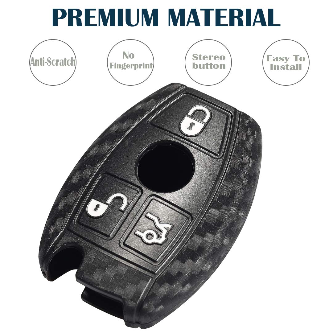 Lcyam Key Fob Cover Case Carbon Fiber Pattern for Mercedes Benz C E M S CLS CLK GLK GLC G Class CLA GLK350 GLA 250 C300 AMG 2019