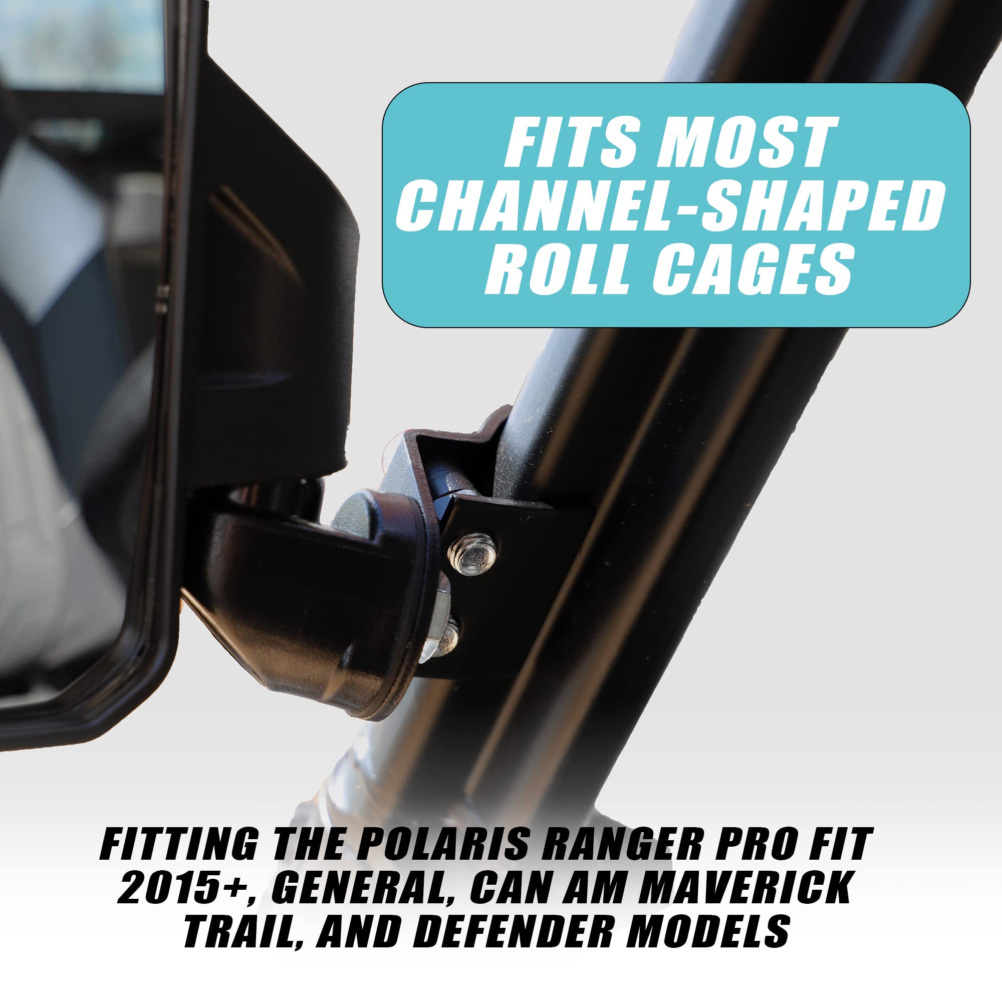 Chupacabra Offroad Rear View Side Mirror For Utv (Pack Of 2) Polaris Ranger Pro Fit/General/Defender Break Away W/Adjustable Arm