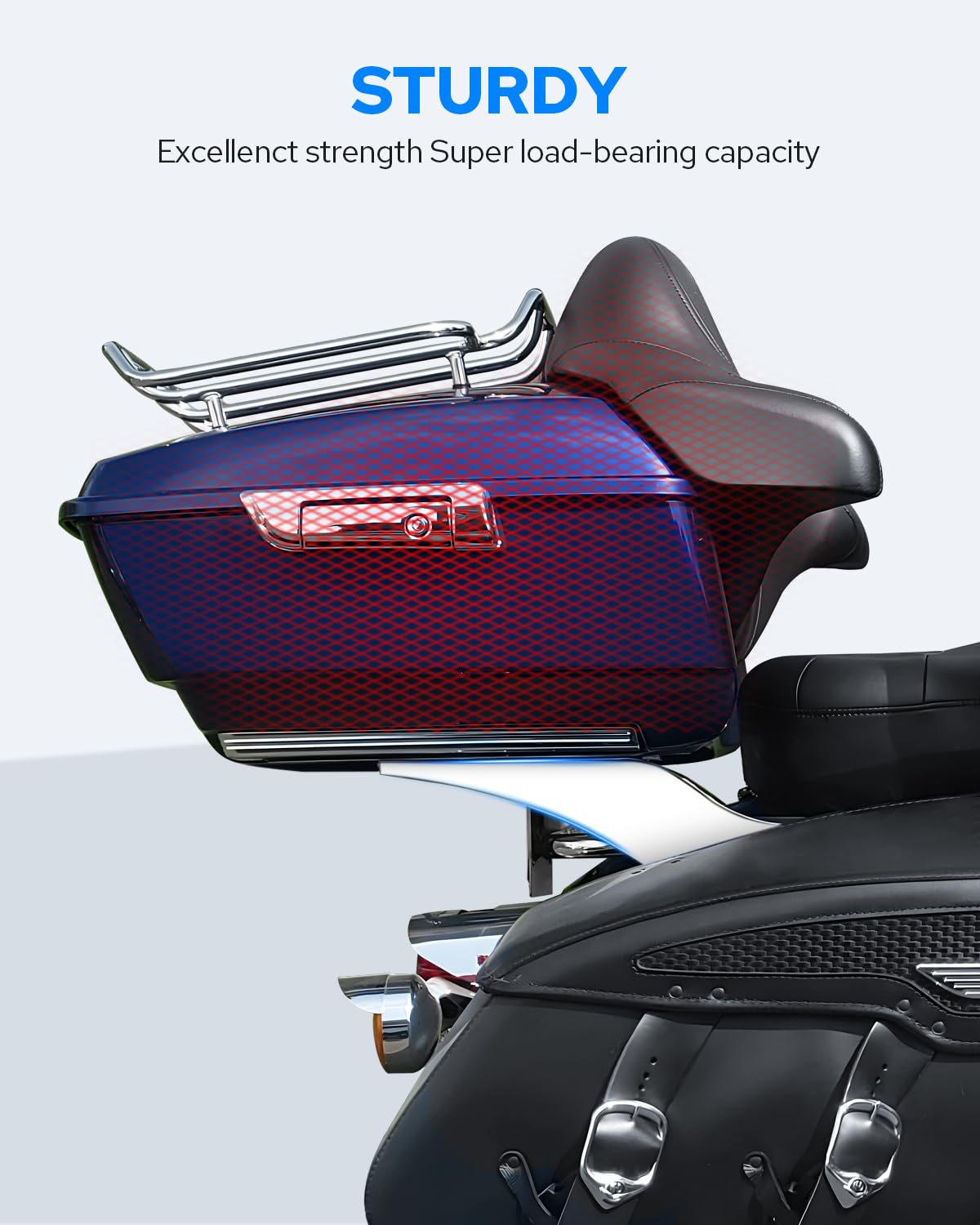 Benlari Chrome Detachable Trunk Mount 97-08 Tour Pack Razor Trunk Mount Rack Sturdy Bracket Compatible For Harley Davidson Touri