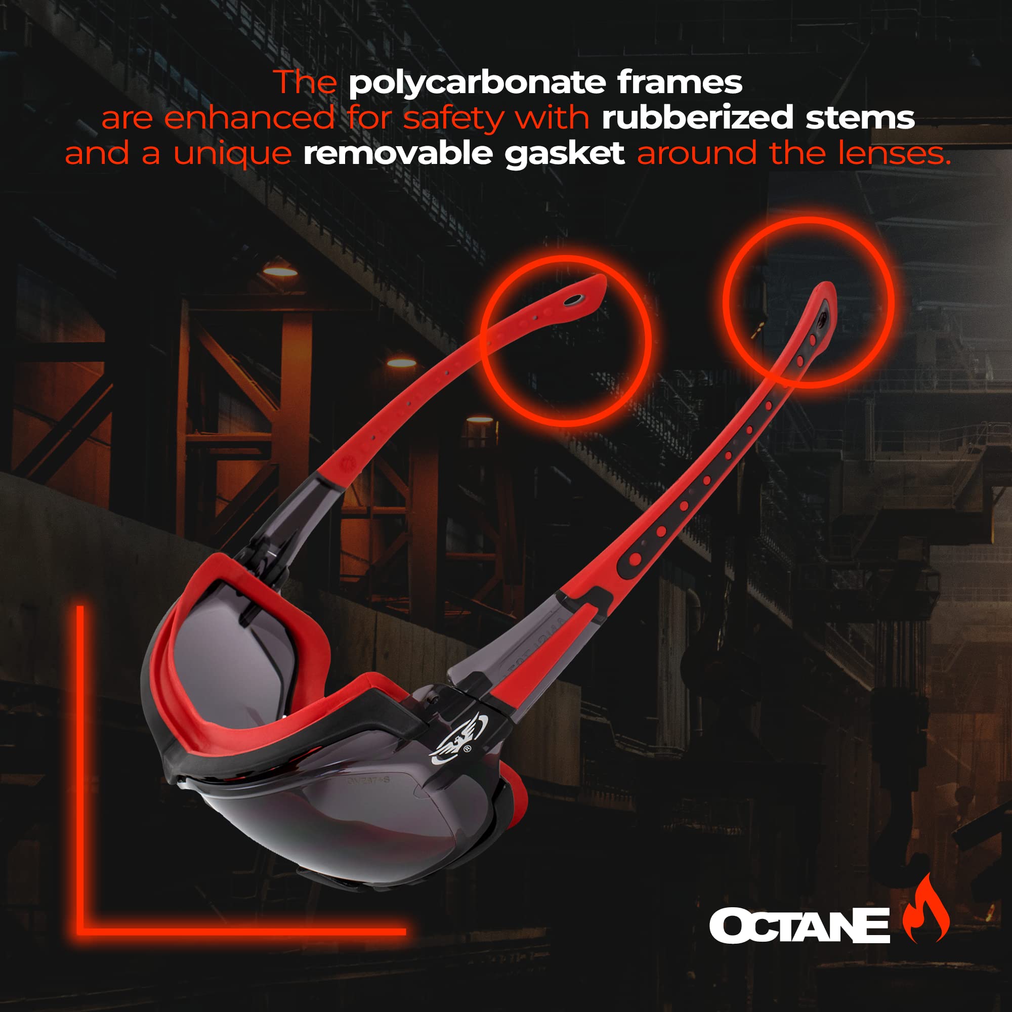 Global Vision Octane Anti-Fog Sport Motorcycle Sunglasses Red Frame W/Smoke Lenses (Red)