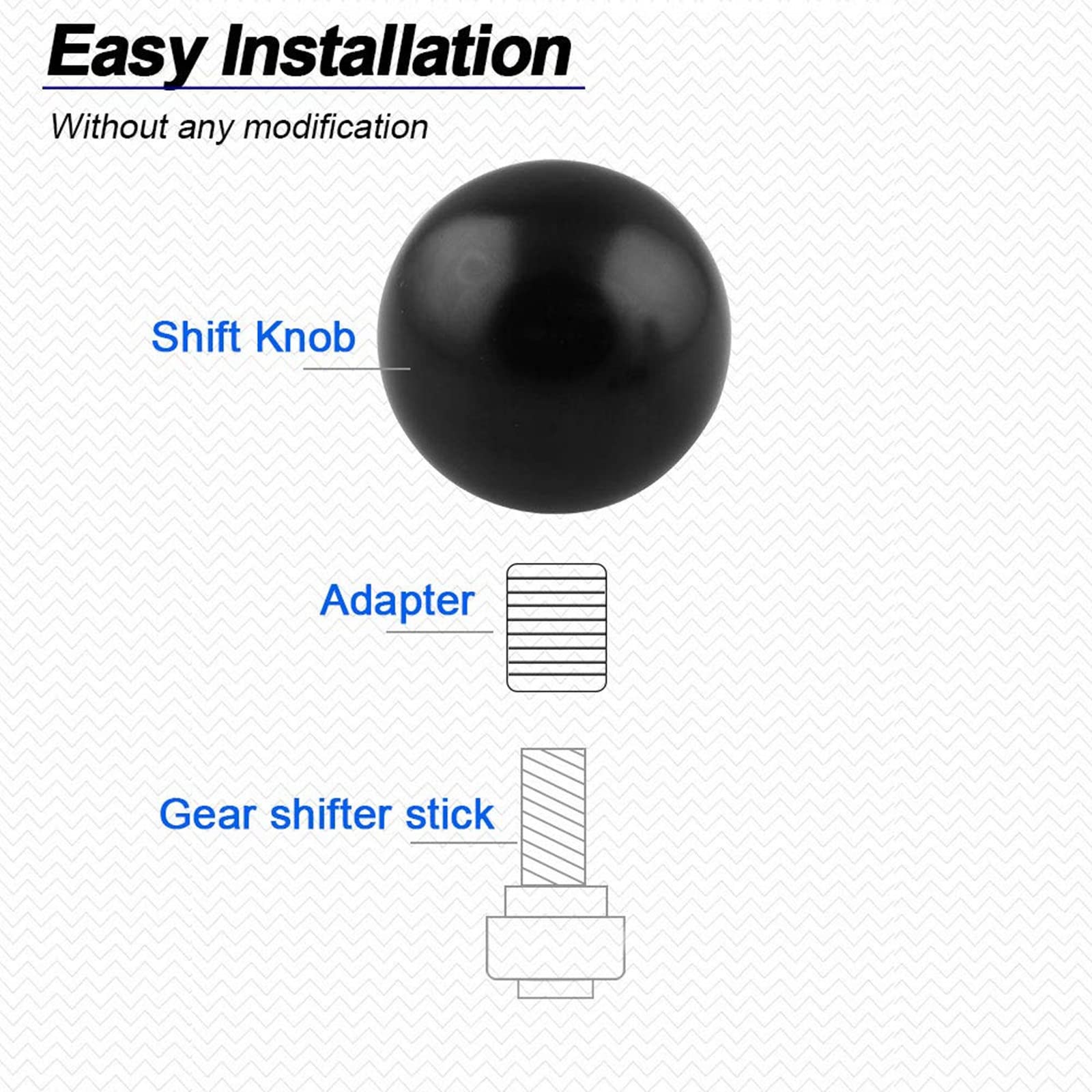 Ryanstar Shift Knob Adapter Kit Universal Car Gear Shifter Lever Round Ball Shape Black