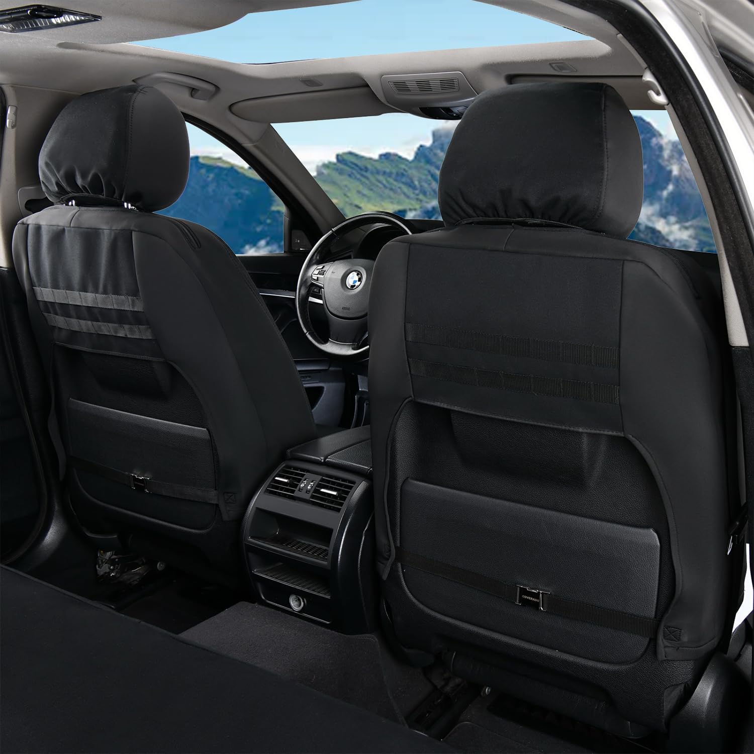 Coverado Car Seat Covers Front, Canvas Universal Seat Covers for Cars, 2-Pack Car Seat Cushions, Auto Seats Protectors for Kids