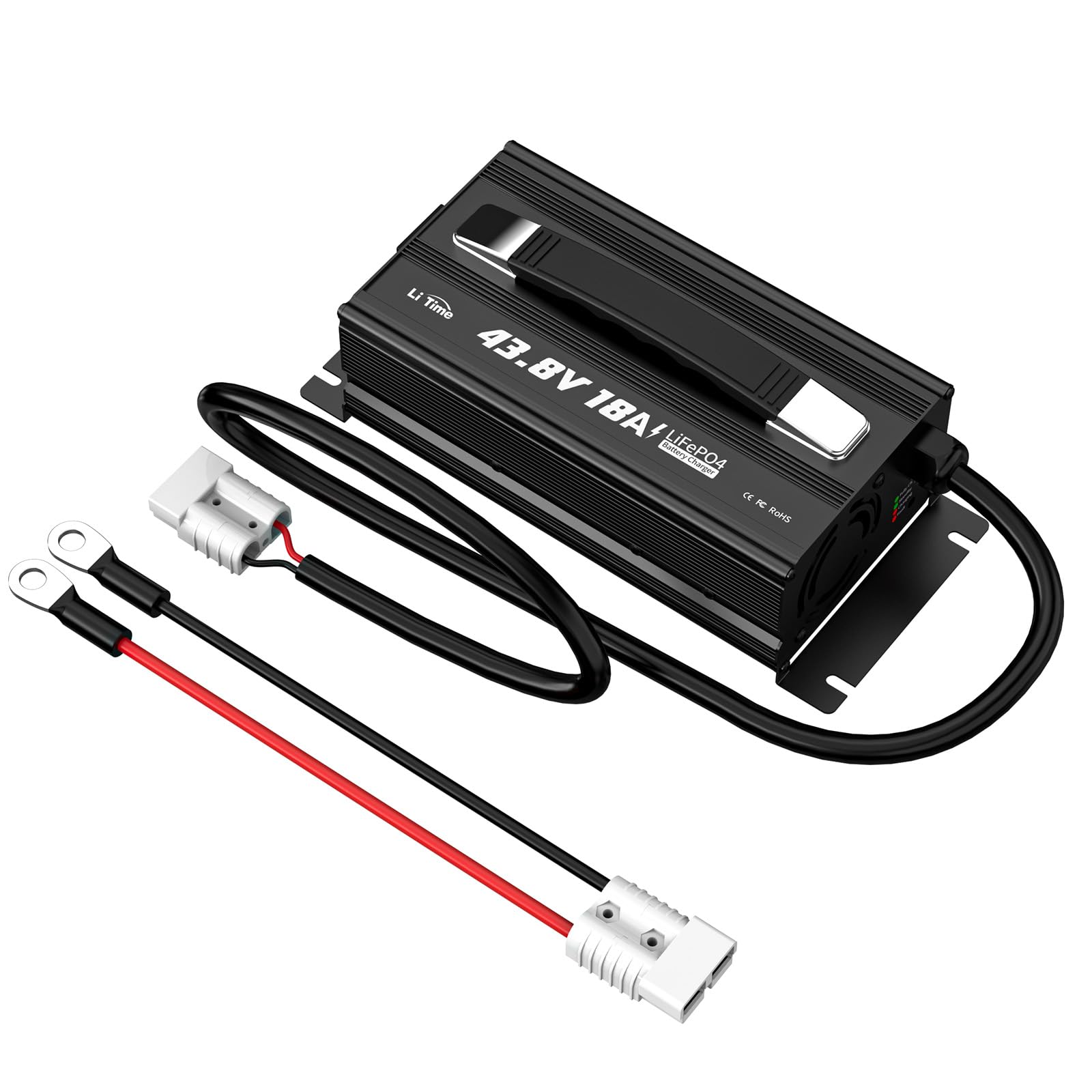 LiTime 43.8V 18A Lithium Battery Charger for 38.4V LiFePO4 Battery, AC-DC Smart Charger with 50A Anderson Connector, LED Indicat