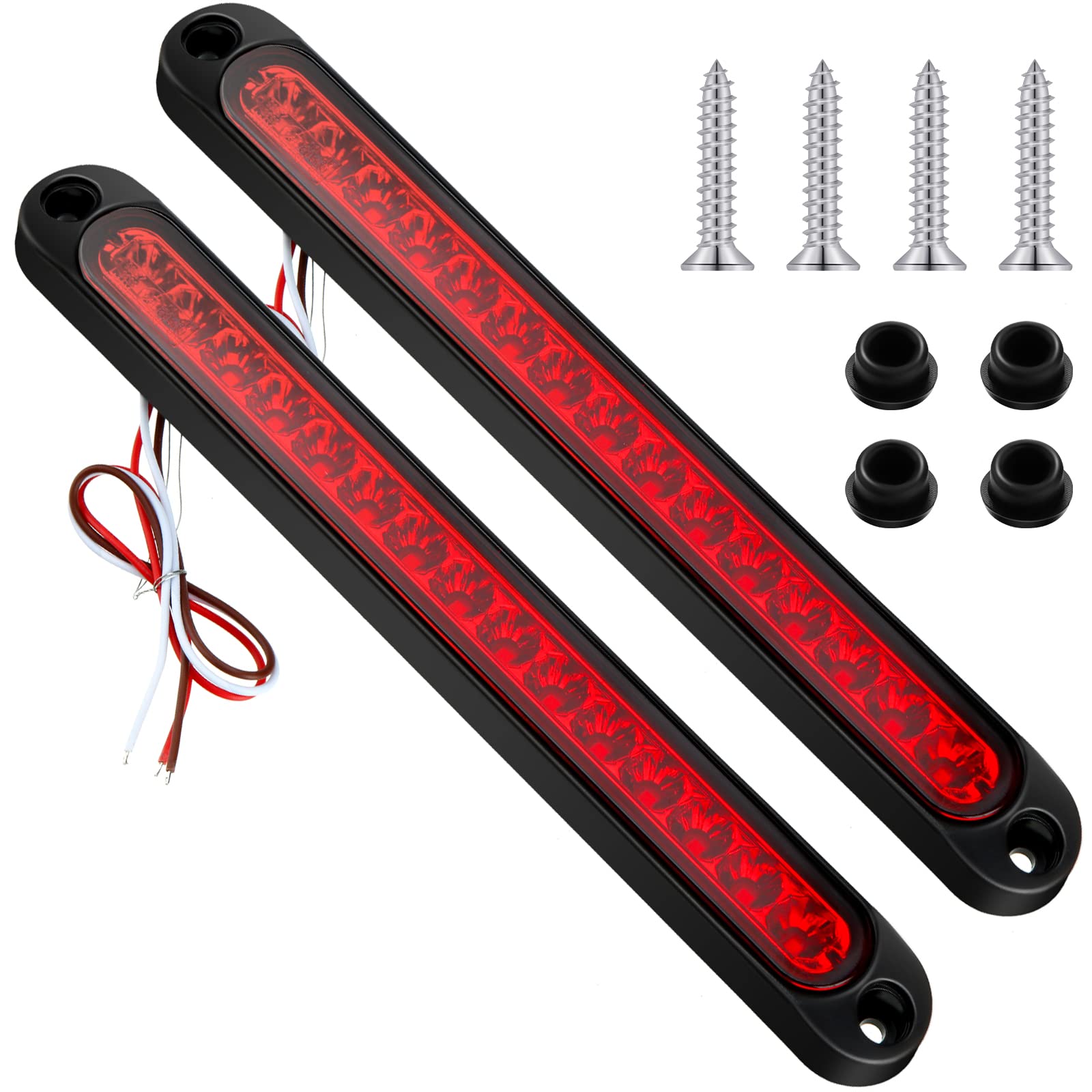 Frienda 2 Pieces 10 Inch 15 Led Trailer Tail Light Bar Stop Turn Assembly Third Brake Strip 9 To 30-Volt Identification Light Fo