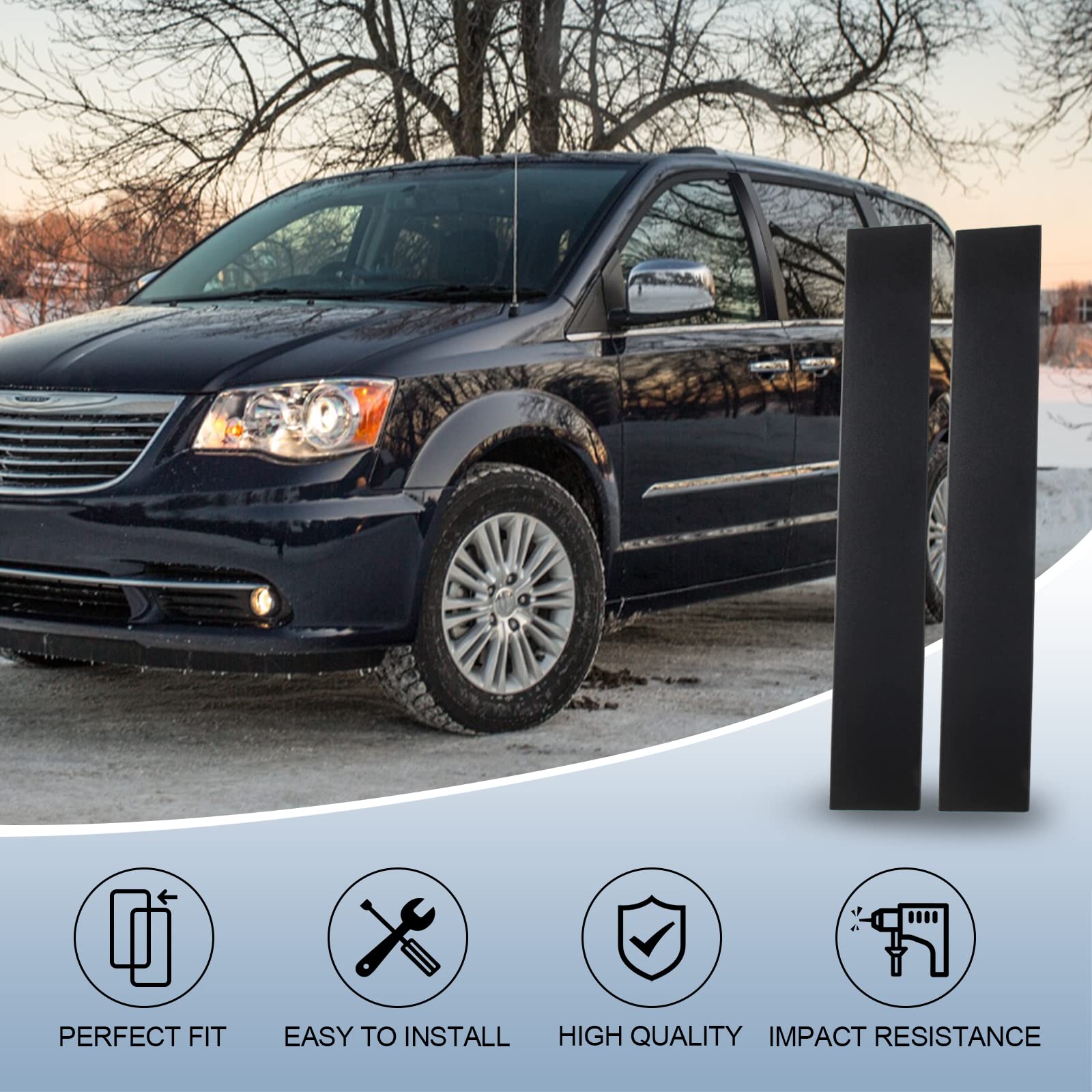 926-445 926-446 B Pillar Trim Door Molding for Front Passenger & Driver Side Windshield Outer Compatible with 2008-2016 Chrysler