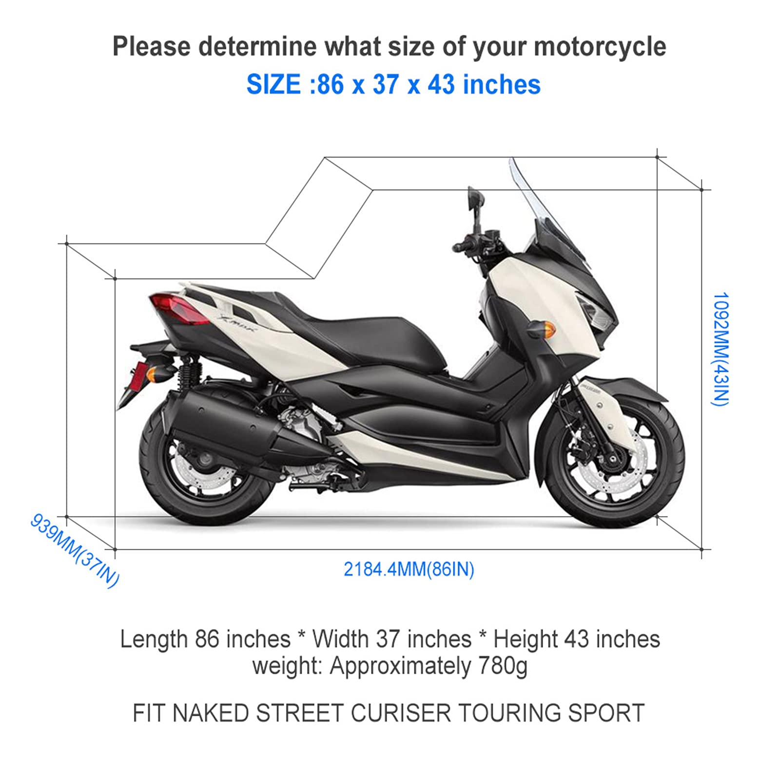 NEVERLAND Motorcycle Cover Waterproof Outdoor, Motorbike Scooter Covers Heavy Duty Medium with Lock-Holes, Bandage, Storage Bag