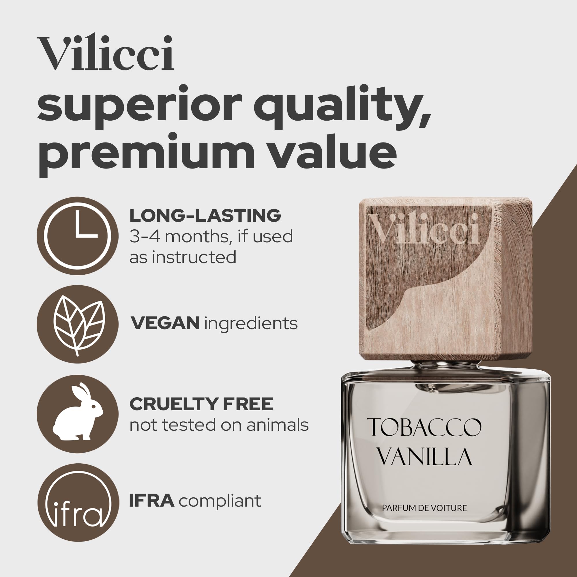 Vilicci Car Air Freshener - Tobacco Vanilla Scent - Elegant Car Fresheners, Air Freshener For Car, Premium Car Hanging Air Fresh