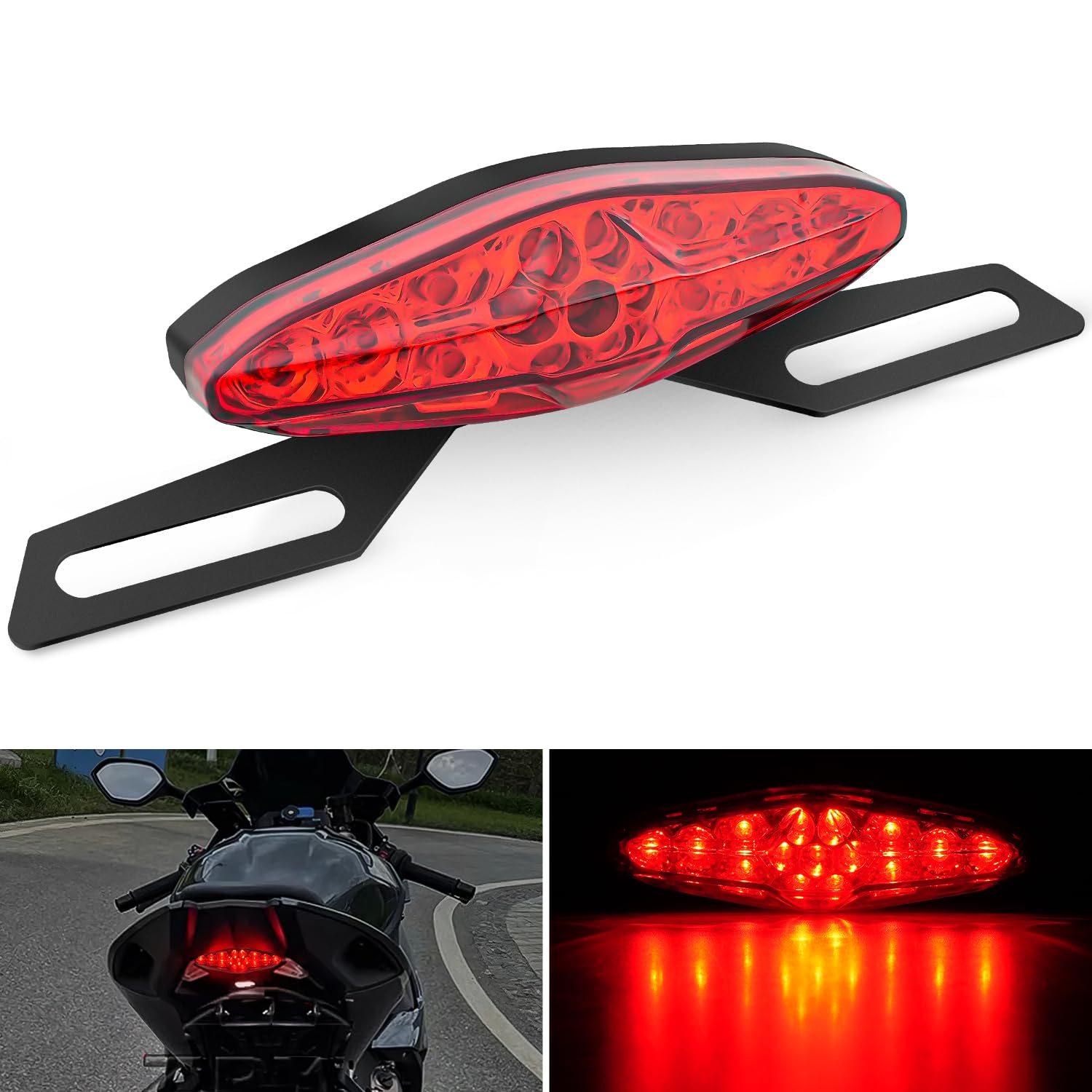 Nilight Motorcycle Tail Lights Led Brake Running Light With License Plate Bracket Dirt Bike Rear Lighting Compatible With Honda