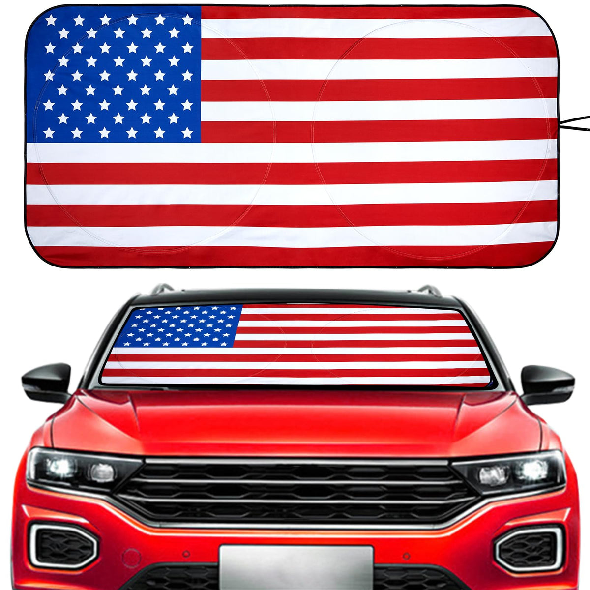 Vepagoo Car Windshield Sun Shade For Front Window American Flag Usa Patriotic Design Sun Protector For Uv Ray Sun Blocker Keep I