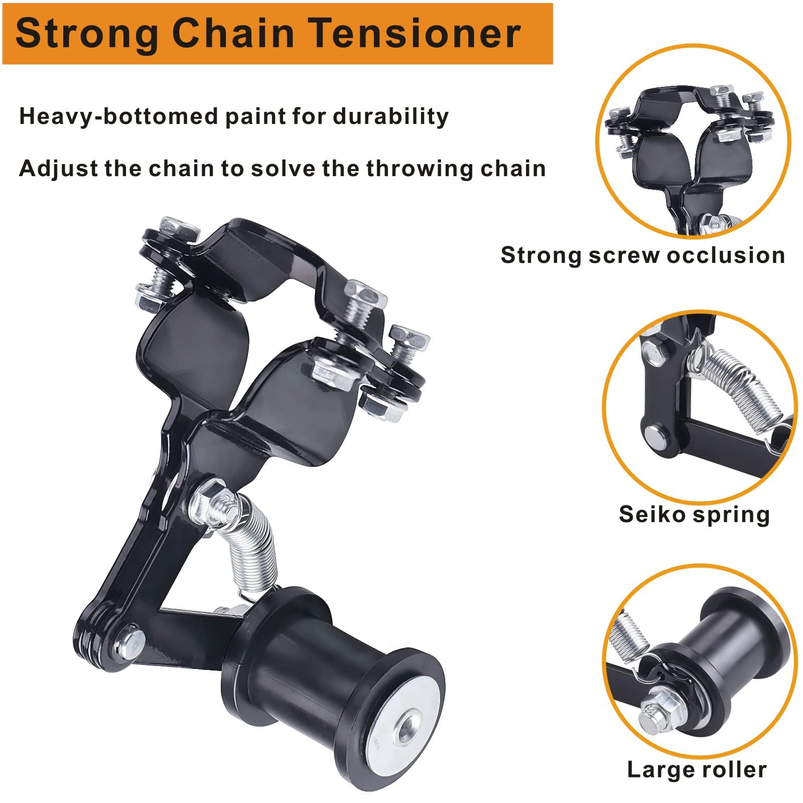 Motcoda Motorized Bike Universal Chain Tensioner Heavy Chain Tensioner Adjuster Spring Sprocket Chain Tensioner For Motorized Bicycle Dirt Pit Pro Dirt Bike (Upgraded 3 Spare Wheels)