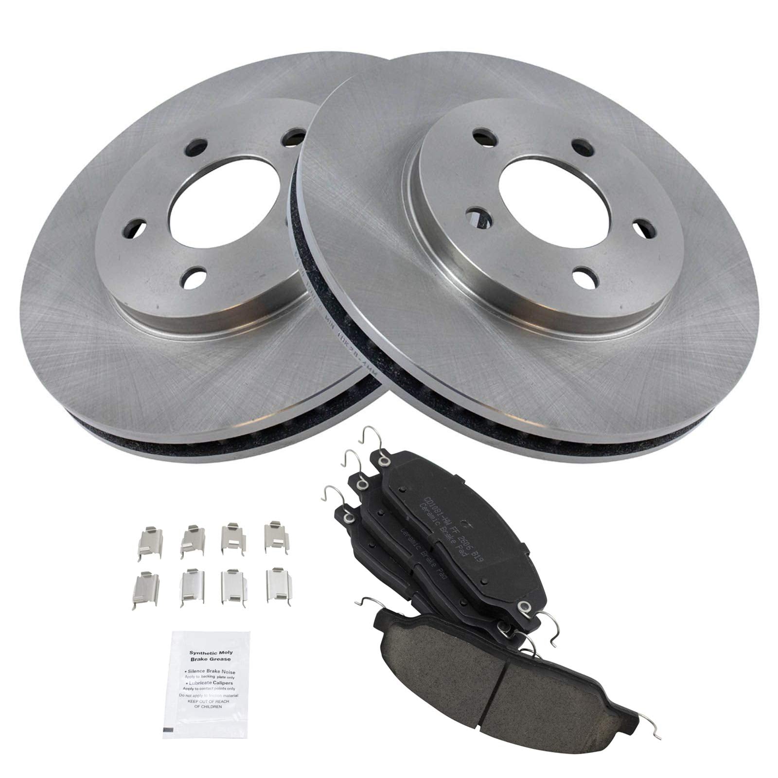 Trq Front Brake Pad & Rotor Kit Brake Pads Brake Rotor Ceramic Compatible With 2005-2010 Ford Mustang