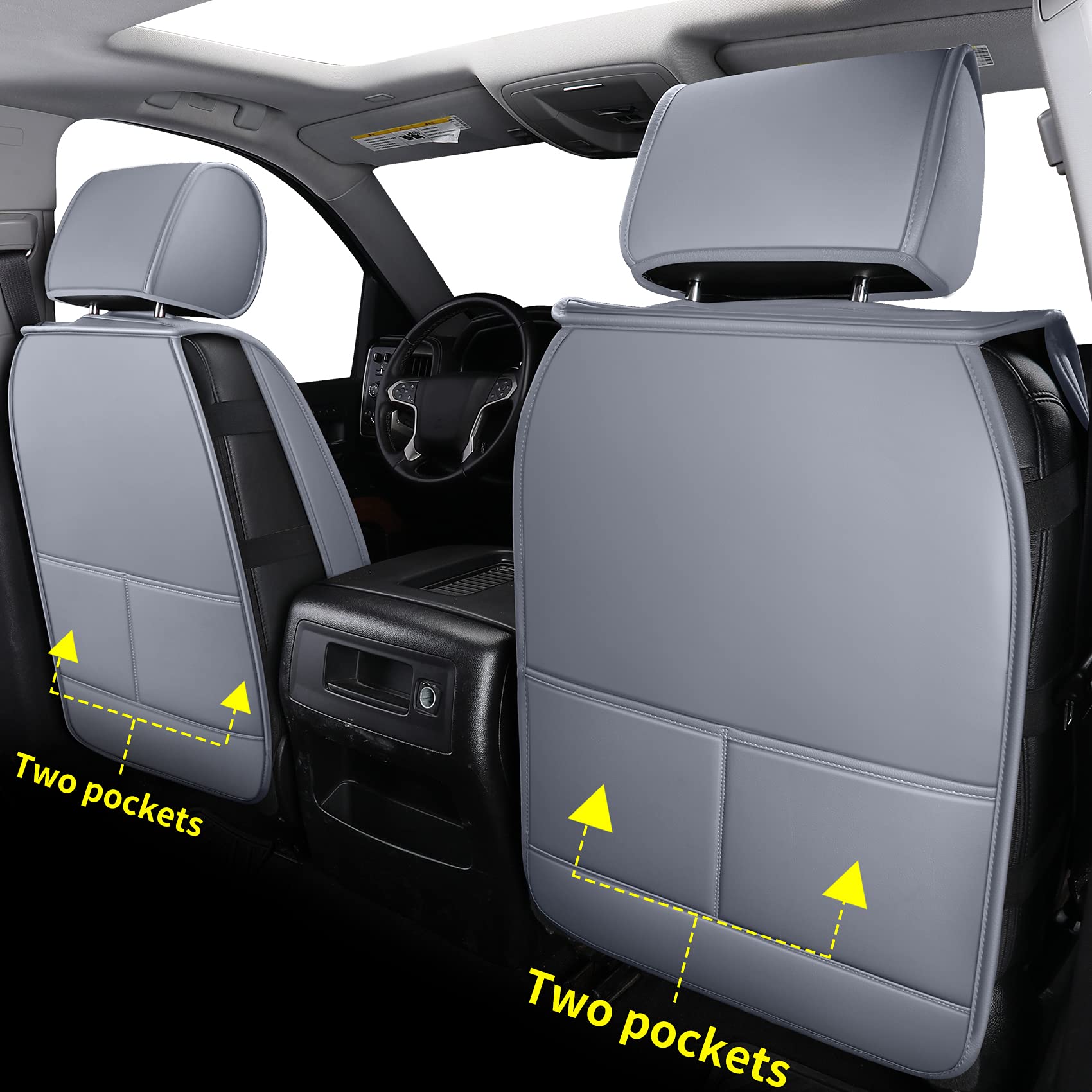 Luckyman Club Chevy Silverado/Sierra Seat Covers X04-S3 Full Set, Fit 2007-2013&2019-2025 1500/2008-2014&2020-2025 2500 Hd/3500