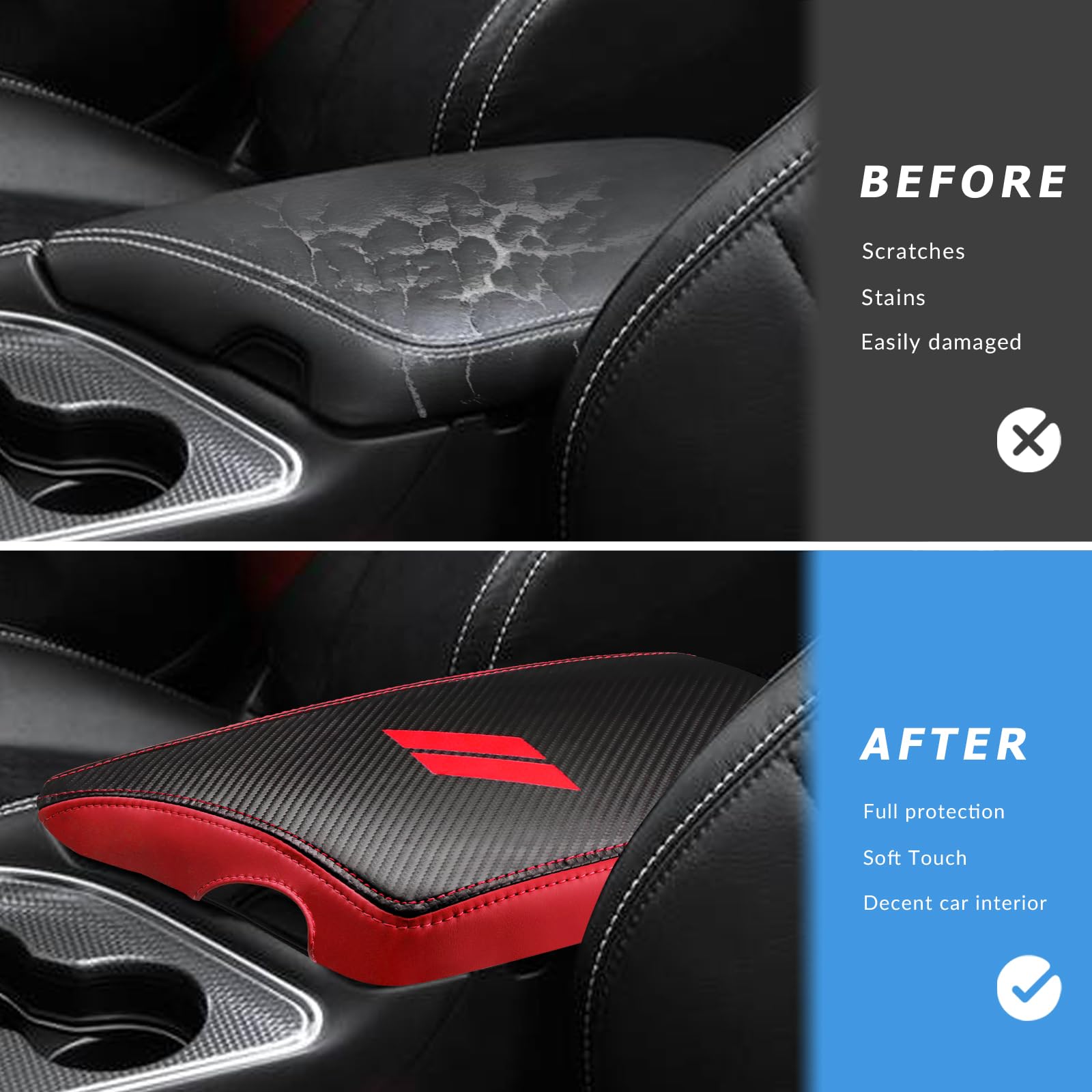 Intget Car Center Console Cover For 2023 2022 Dodge Challenger Accessories 2021 2020 2019 2018 2017 2016 2015 Armrest Cover Inte