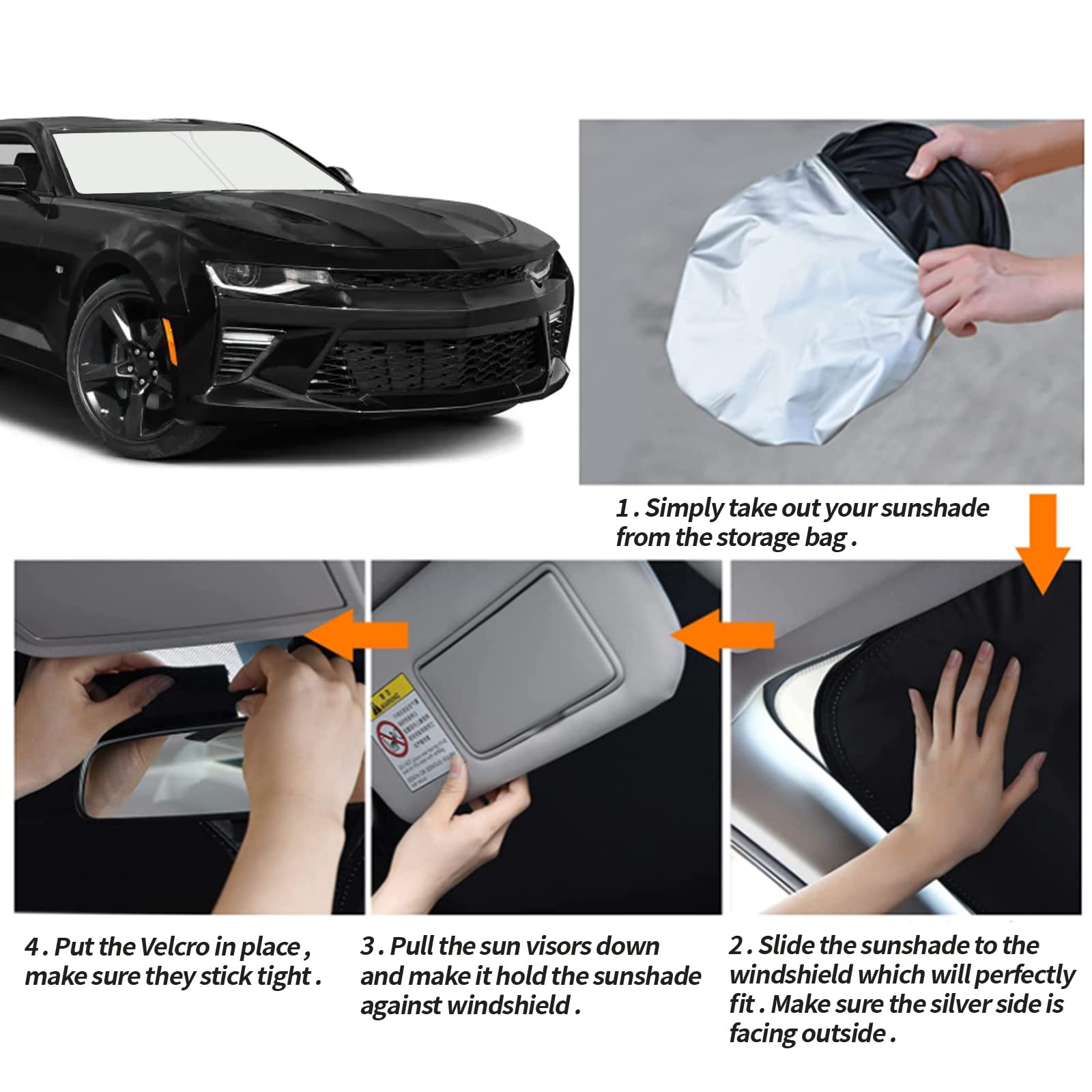 Moricere Upgrade Windshield Sun Shade For Chevrolet Camaro 2016-2024, Foldable Windshield Sun Visor Blocks Uv Rays
